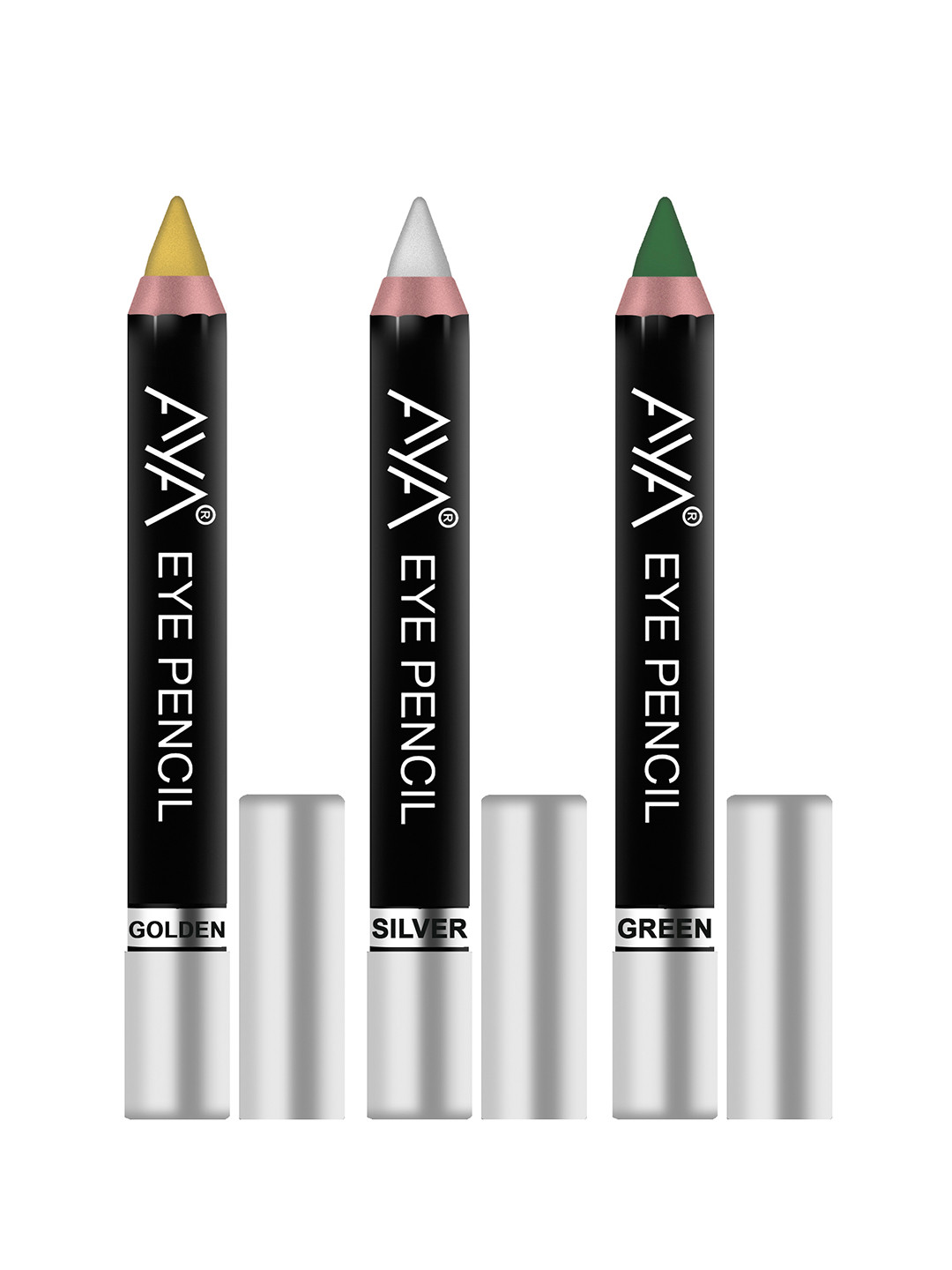 AYA Set of 3 Eye Liner Kajal - Golden, Silver, Green