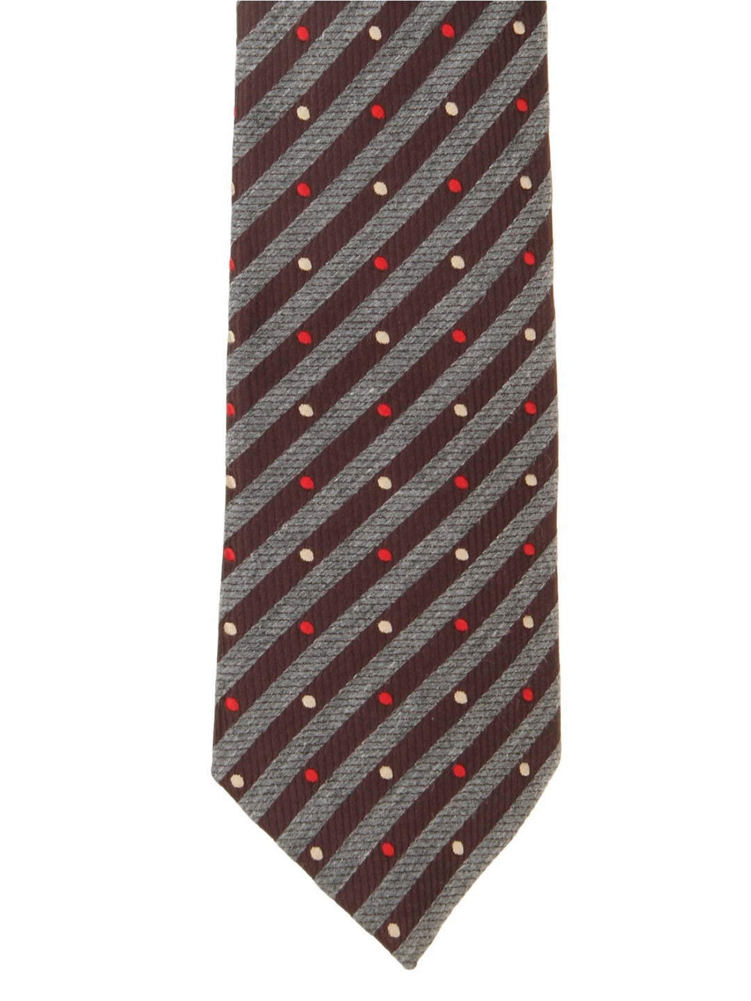 Alvaro Castagnino Men Grey & Brown Striped Broad Tie