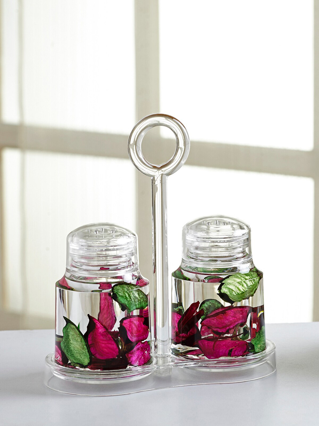OBSESSIONS Transparent & Pink Acrylic Pepper Salt Shakers