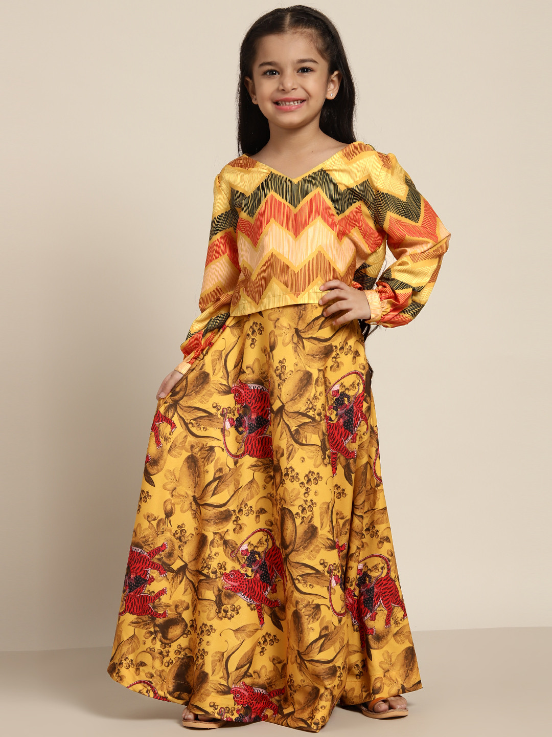 Sangria Girls Multicoloured Ready to Wear Lehenga With Blouse