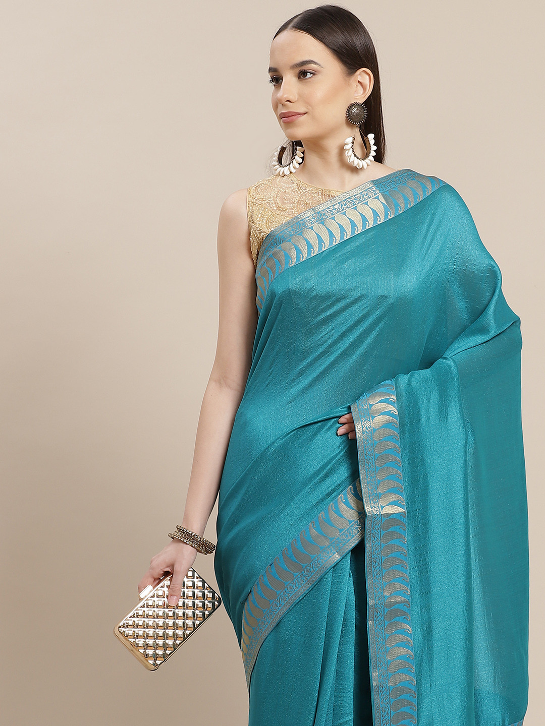 Anouk Blue Banarasi Saree