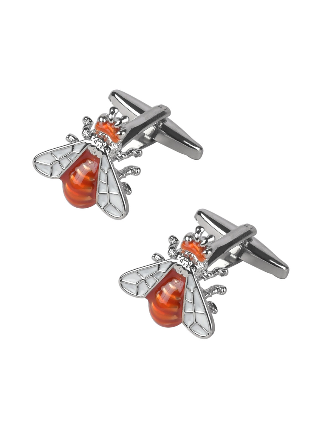 bodha Men Orange & White Silver Plated Antman Cufflinks