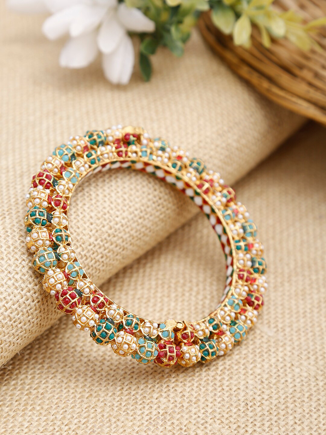 Ruby Raang Multicolor Embellished Bangle