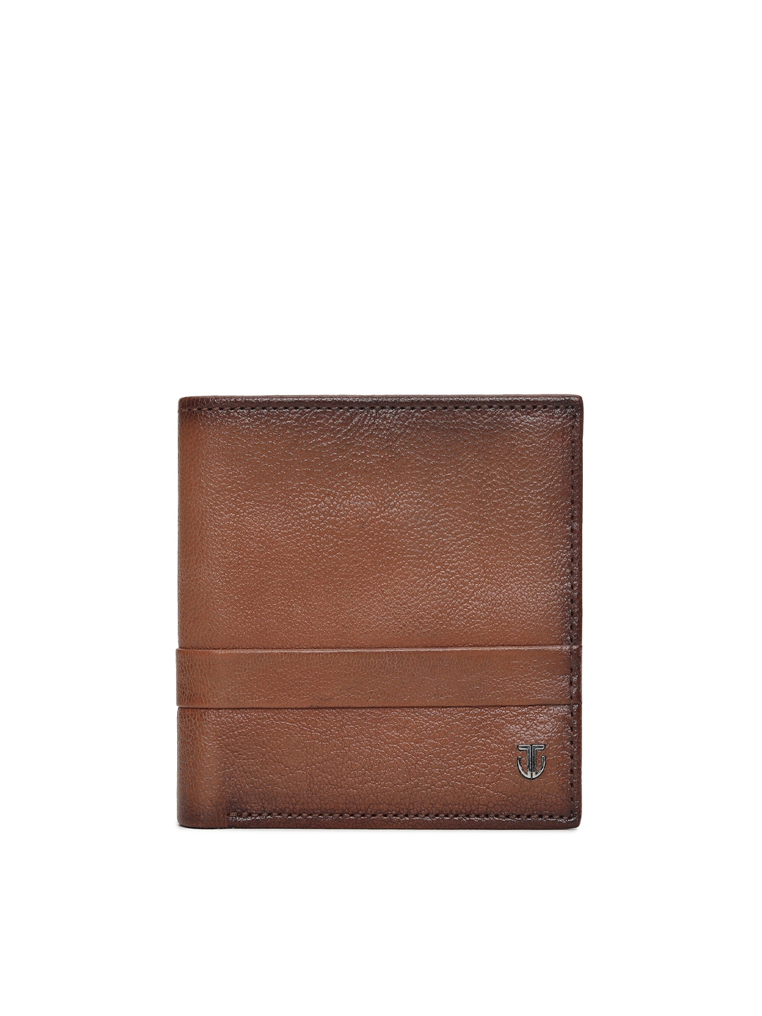 Titan Men Tan Tan Self Design Leather Two Fold Wallet