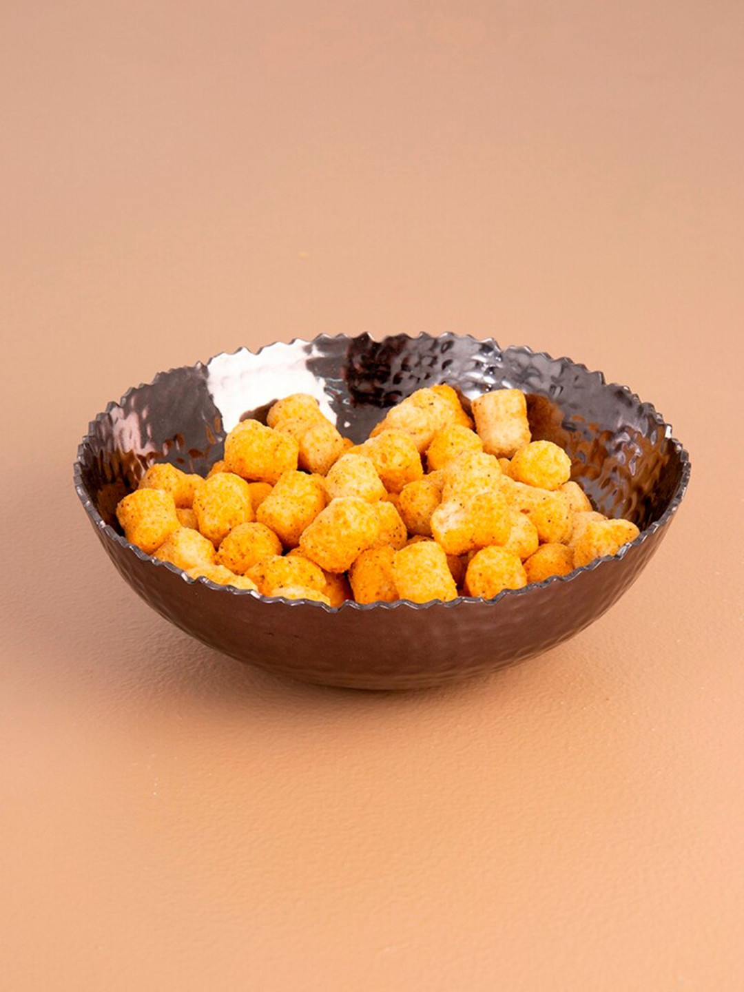 ellementry Metallic Textured Stainless Steel Glossy Bowl