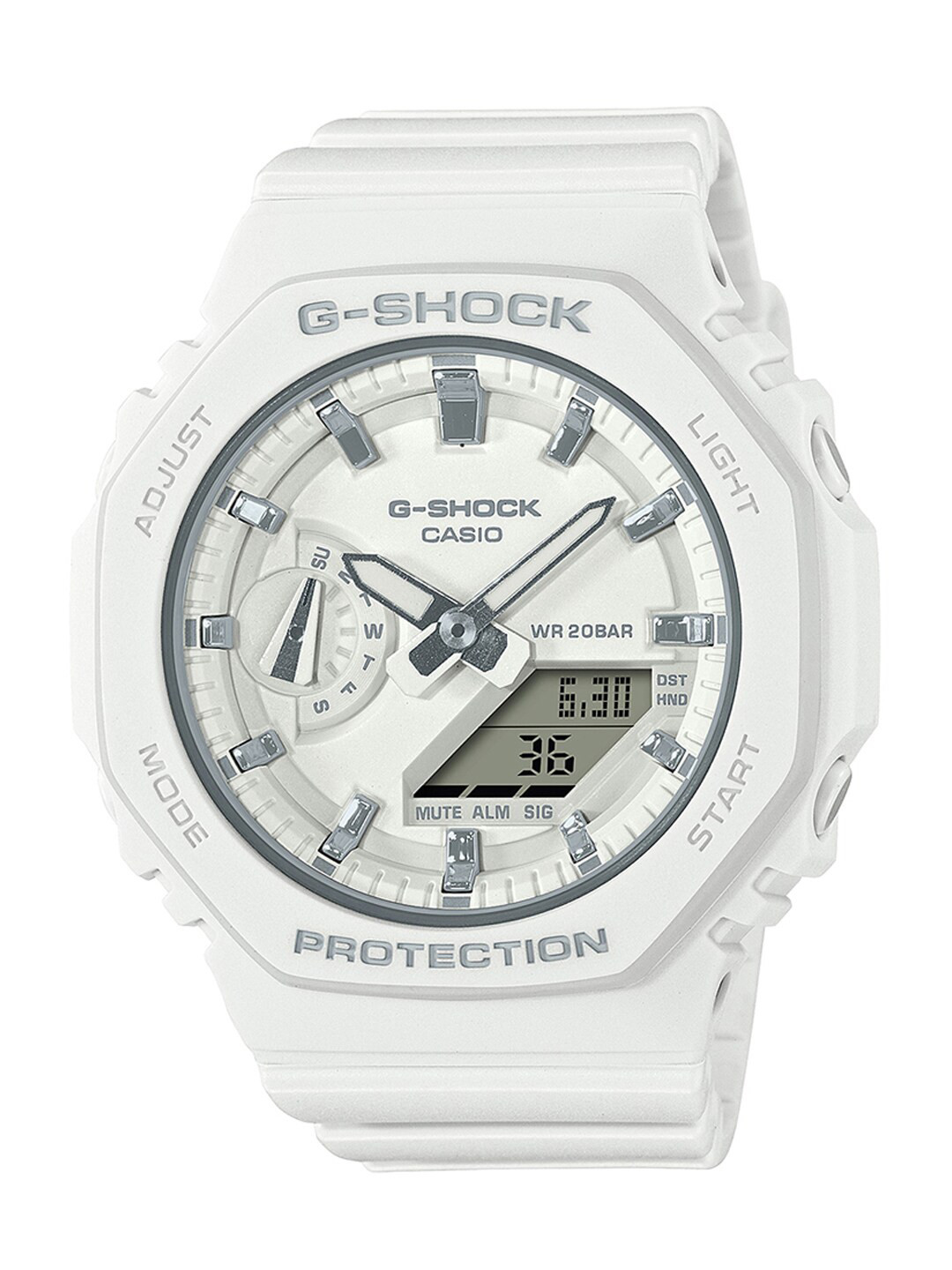 CASIO Women G-Shock GMA-S2100-7ADR White Ana-Digi Dial White Resin Strap Watch G1110