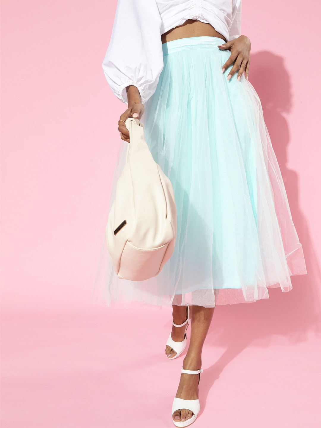 SASSAFRAS Sea Green Tulle Flared Skirt