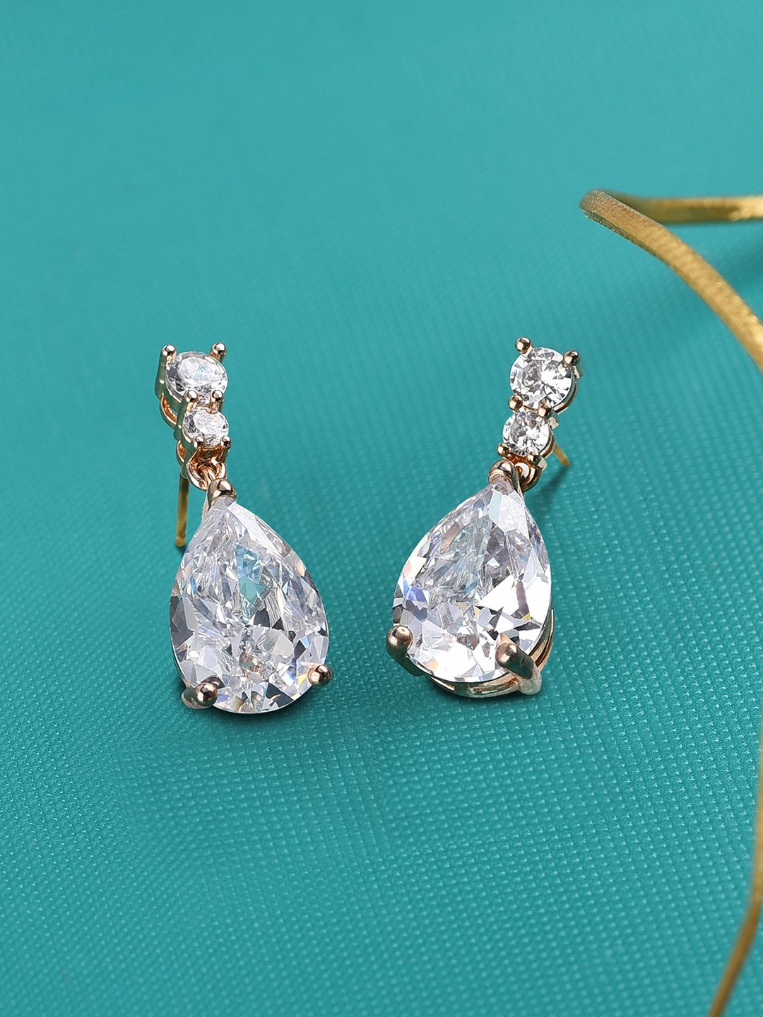 Zaveri Pearls Rose Gold Contemporary Drop Earrings