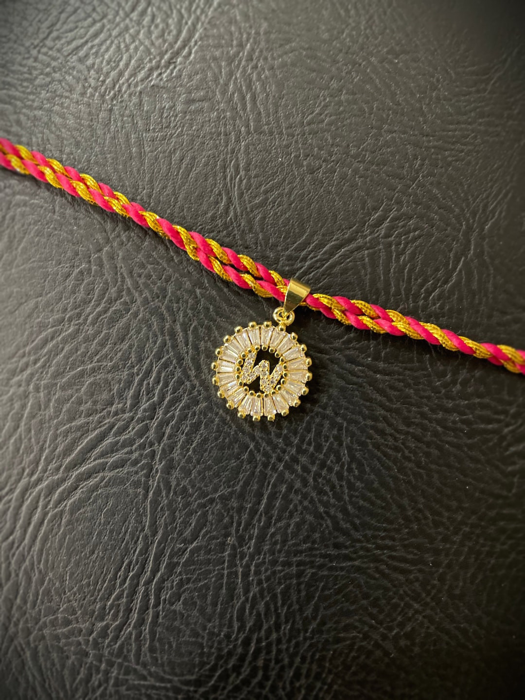 Digital Dress Room Gold-Plated Pink & White Thread Rakhi