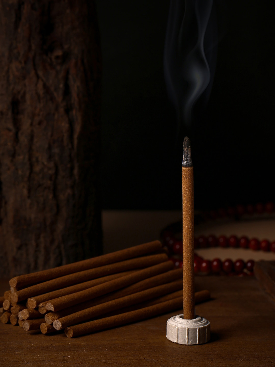RDK Beige Pack of 200 gram Premium Guggal Oud Dhoop Stick / Incense Sticks with Holder