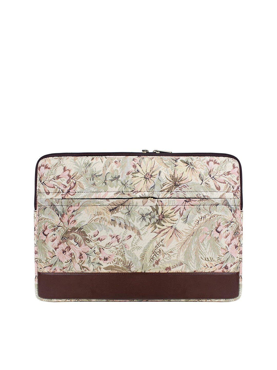 THE CLOWNFISH Python Unisex Beige & Brown Printed Leather Laptop Bag