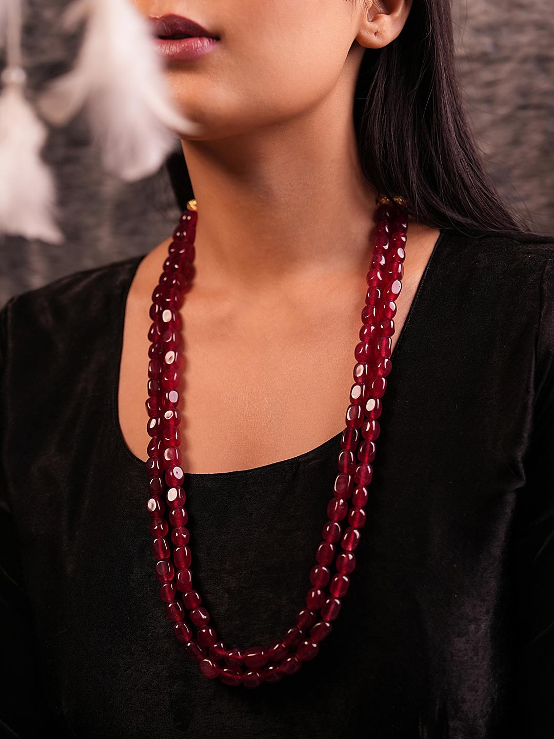 Binnis Wardrobe Red German Silver Layered Necklace