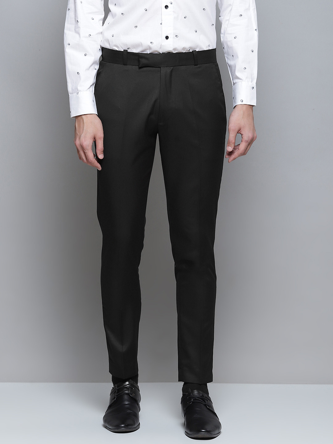 DENNISON Men Black Smart Tapered Fit Trousers