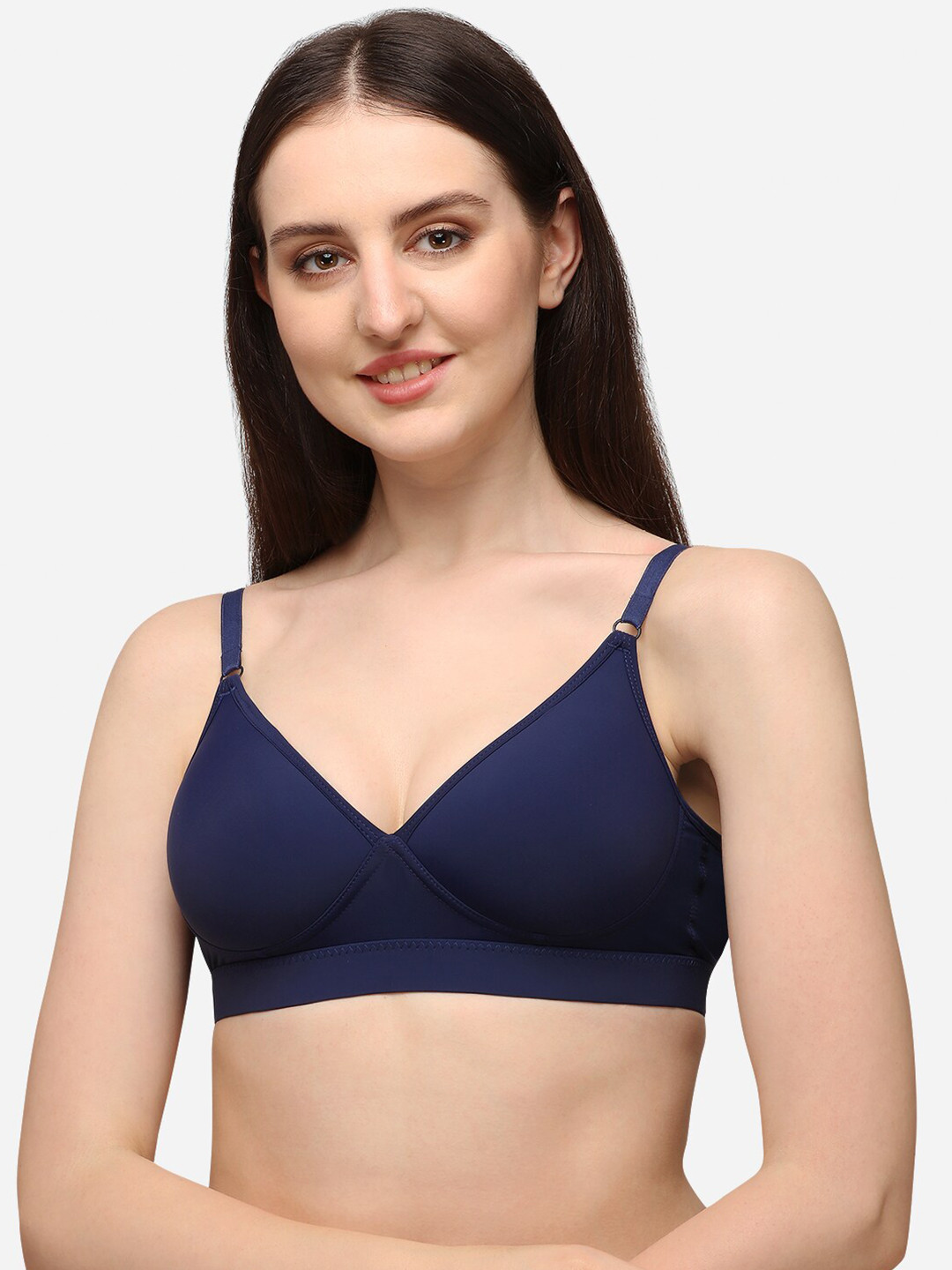 Lenissa Navy Blue T-shirt Bra-Half Coverage Lightly Padded L-124