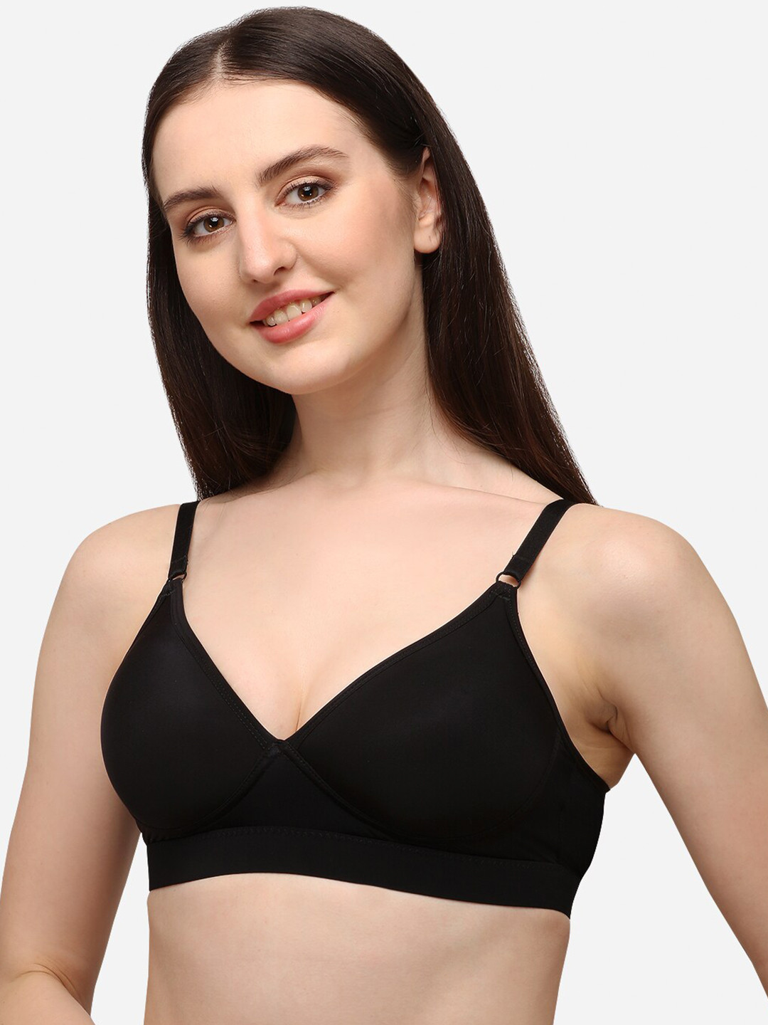Lenissa Black T-shirt Bra-Half Coverage Lightly Padded L-119