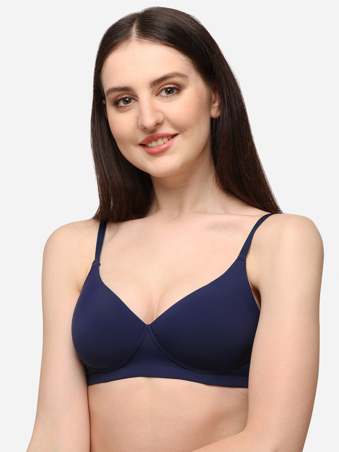 Lenissa Navy Blue T-shirt Bra-Half Coverage Lightly Padded L-106