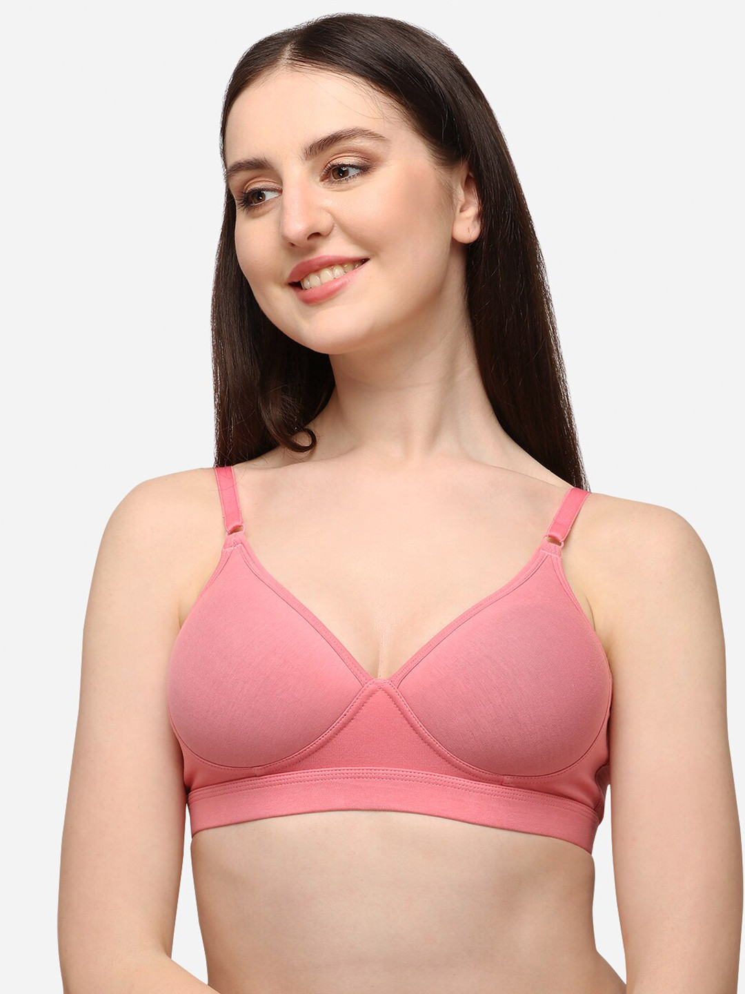 Lenissa Pink T-shirt Bra-Half Coverage Lightly Padded L-124