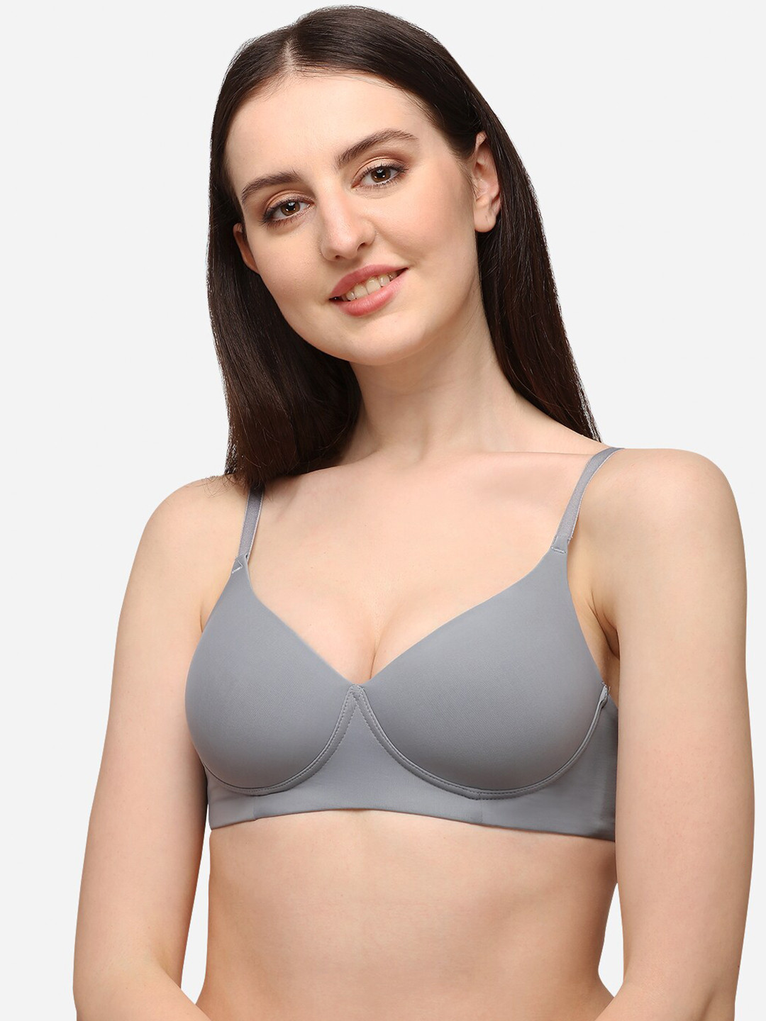 Lenissa Grey T-shirt Bra-Half Coverage Lightly Padded L-106