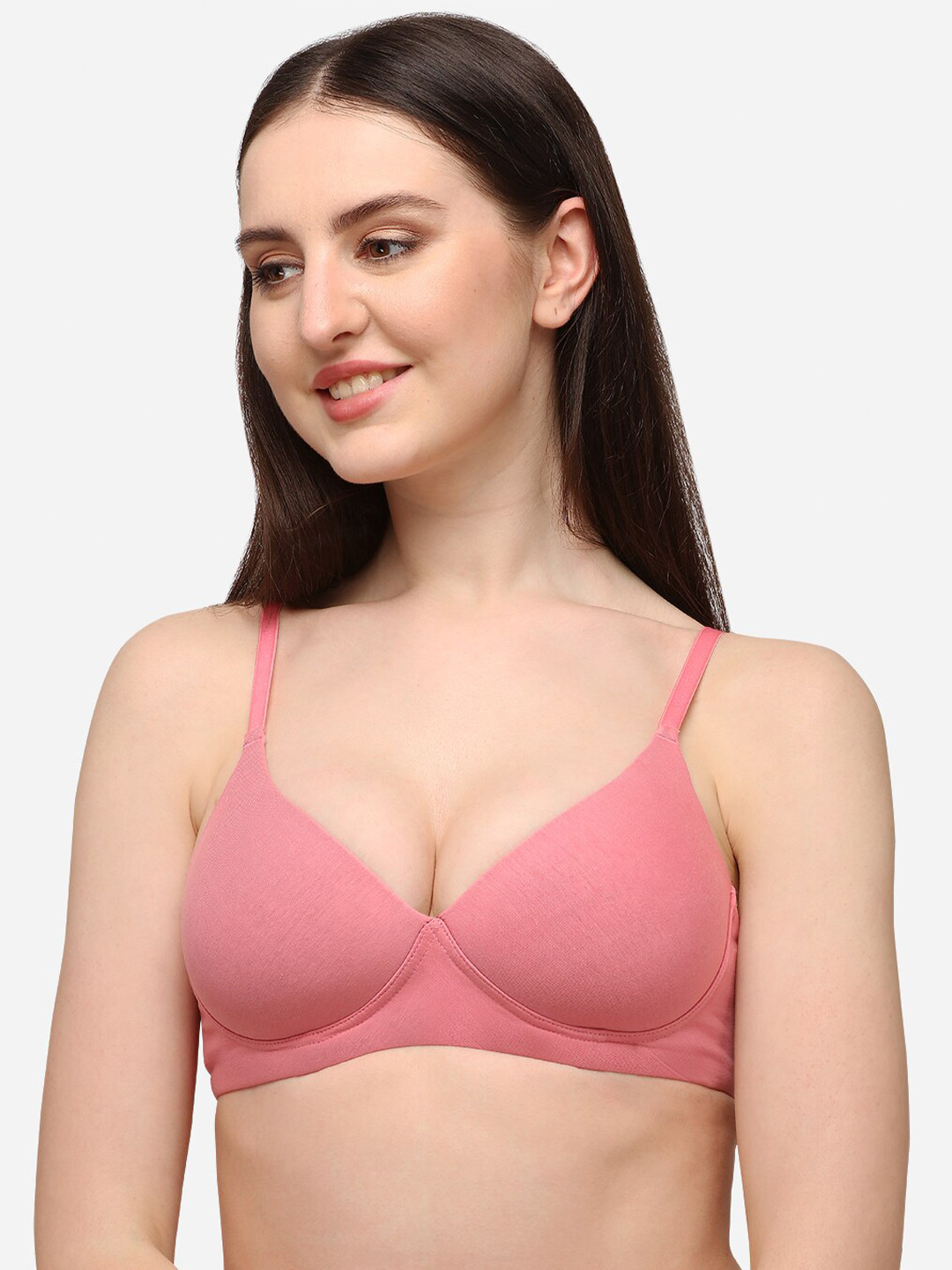 Lenissa Pink T-shirt Bra-Half Coverage Lightly Padded L-112