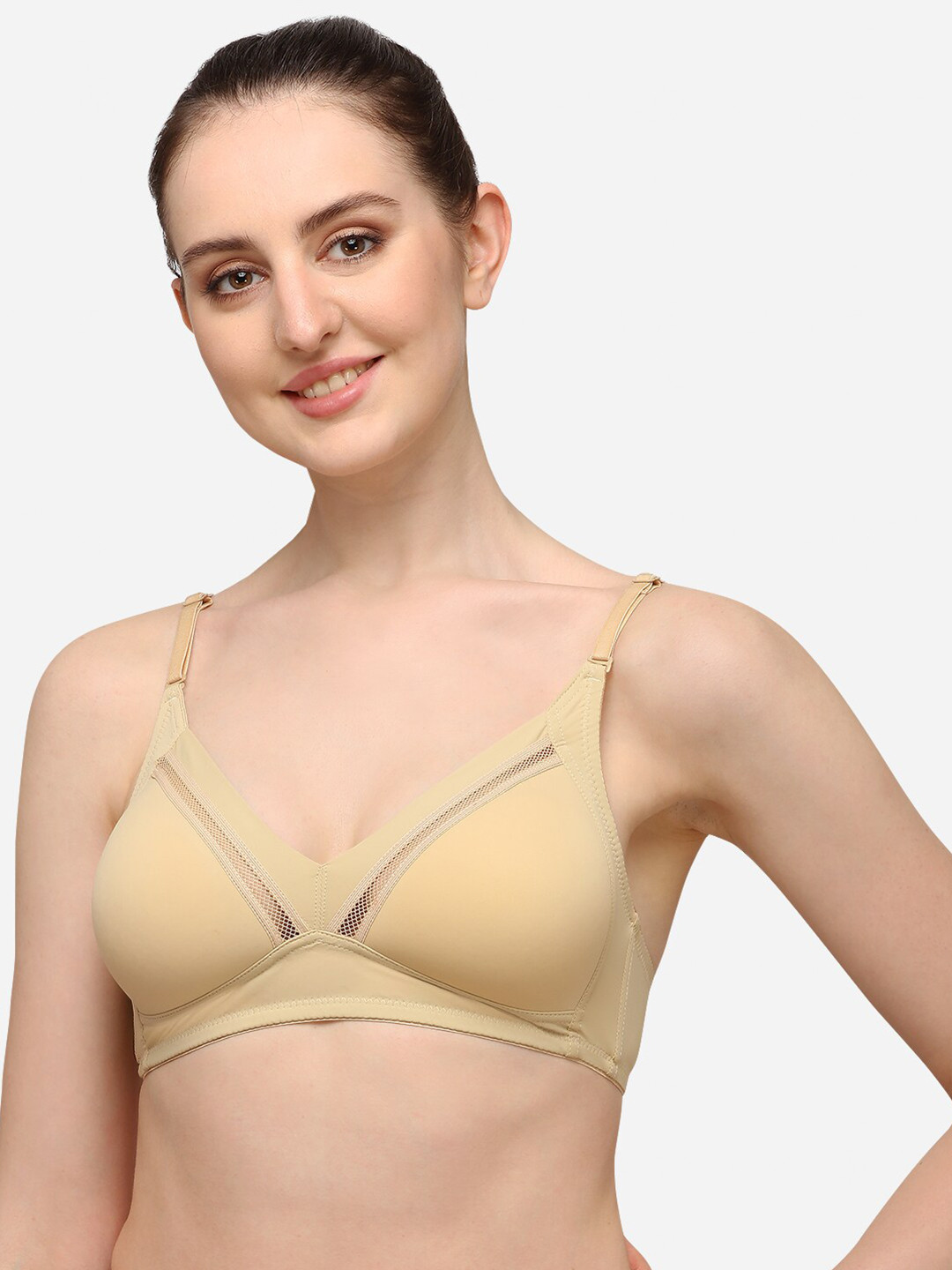 Lenissa Nude-Coloured T-shirt Bra-Half Coverage Lightly Padded L-102