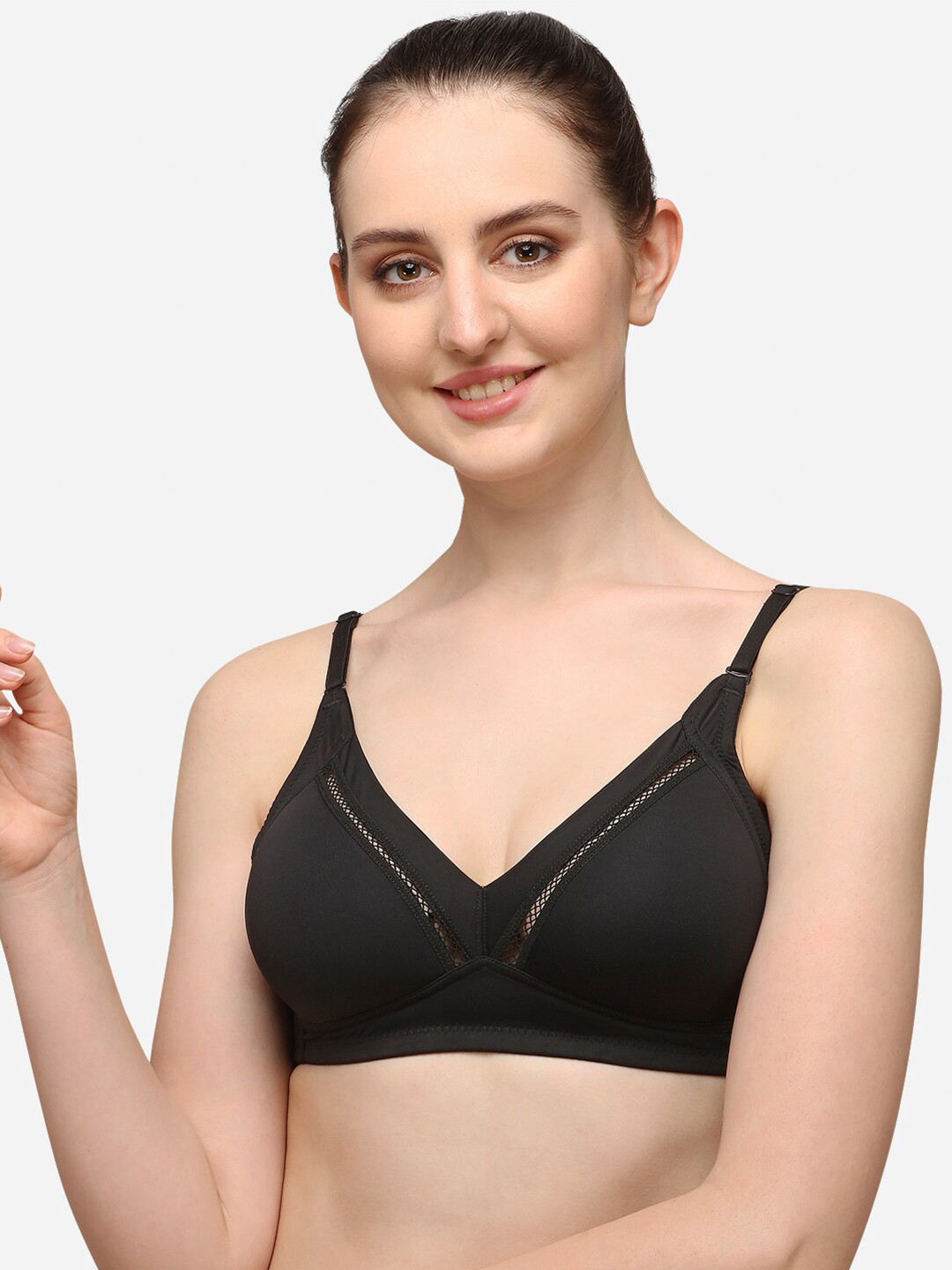 Lenissa Black T-shirt Bra-Half Coverage Lightly Padded L-102