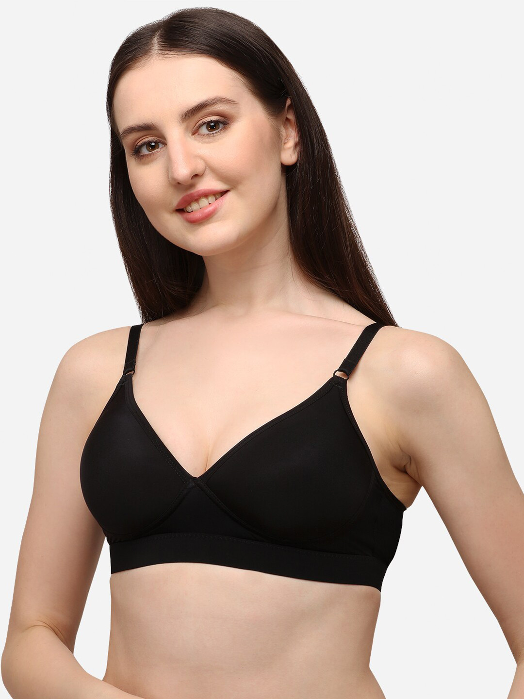 Lenissa Black T-shirt Bra-Half Coverage Lightly Padded L-124