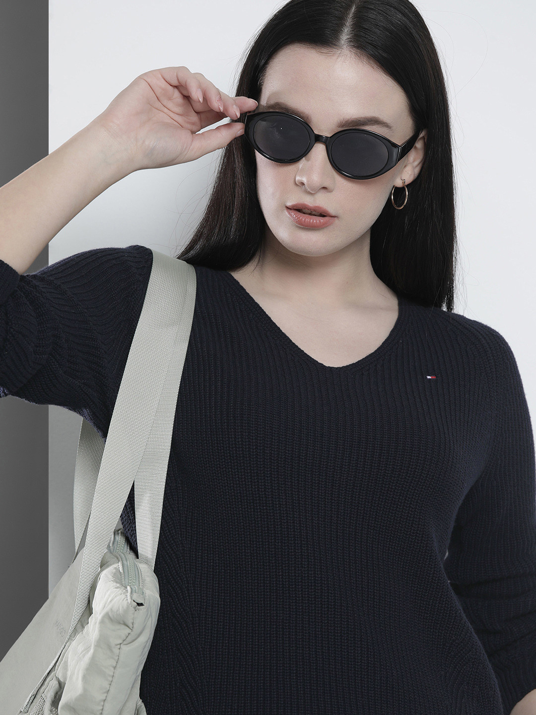 Tommy Hilfiger Women Navy Blue Pure Cotton Hayana Pullover