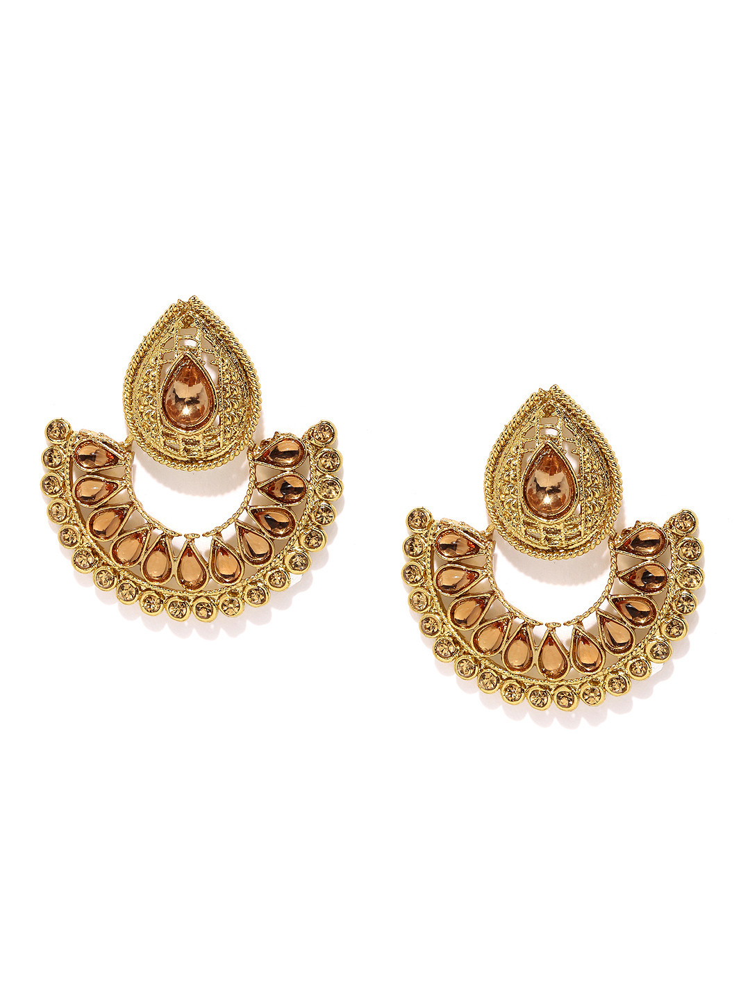 Zaveri Pearls Gold-Plated Embellished Chandbali Earrings