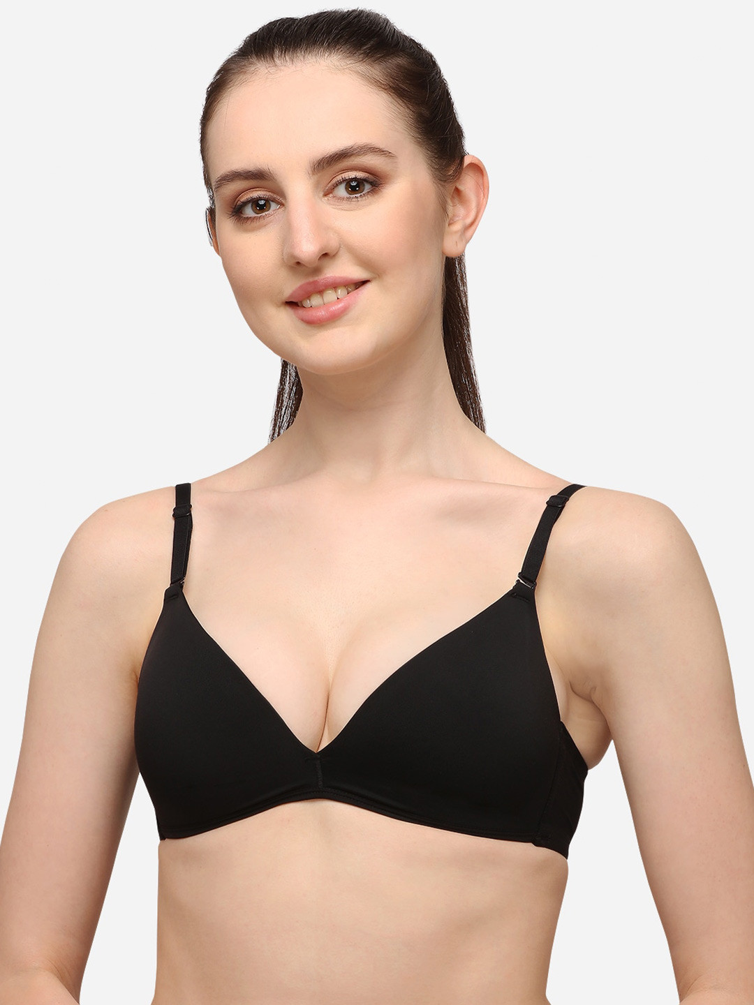Lenissa Black T-shirt Bra-Half Coverage Lightly Padded L-105
