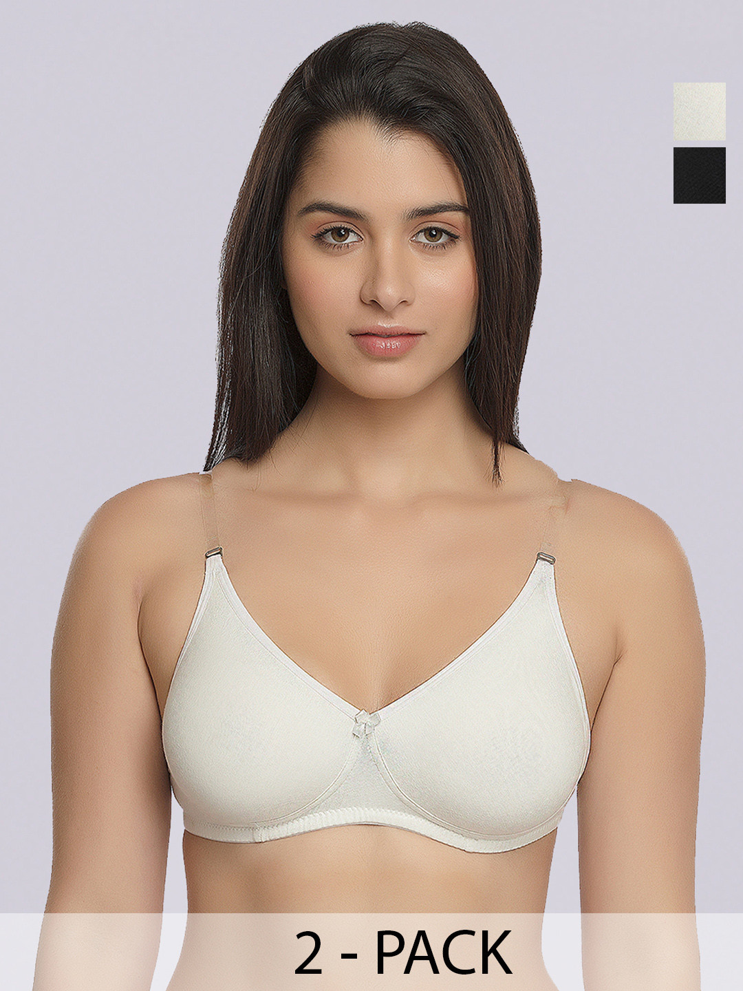 Inner Sense Set of 2 Black & White Organic Cotton Anti-Odour T-shirt Bra