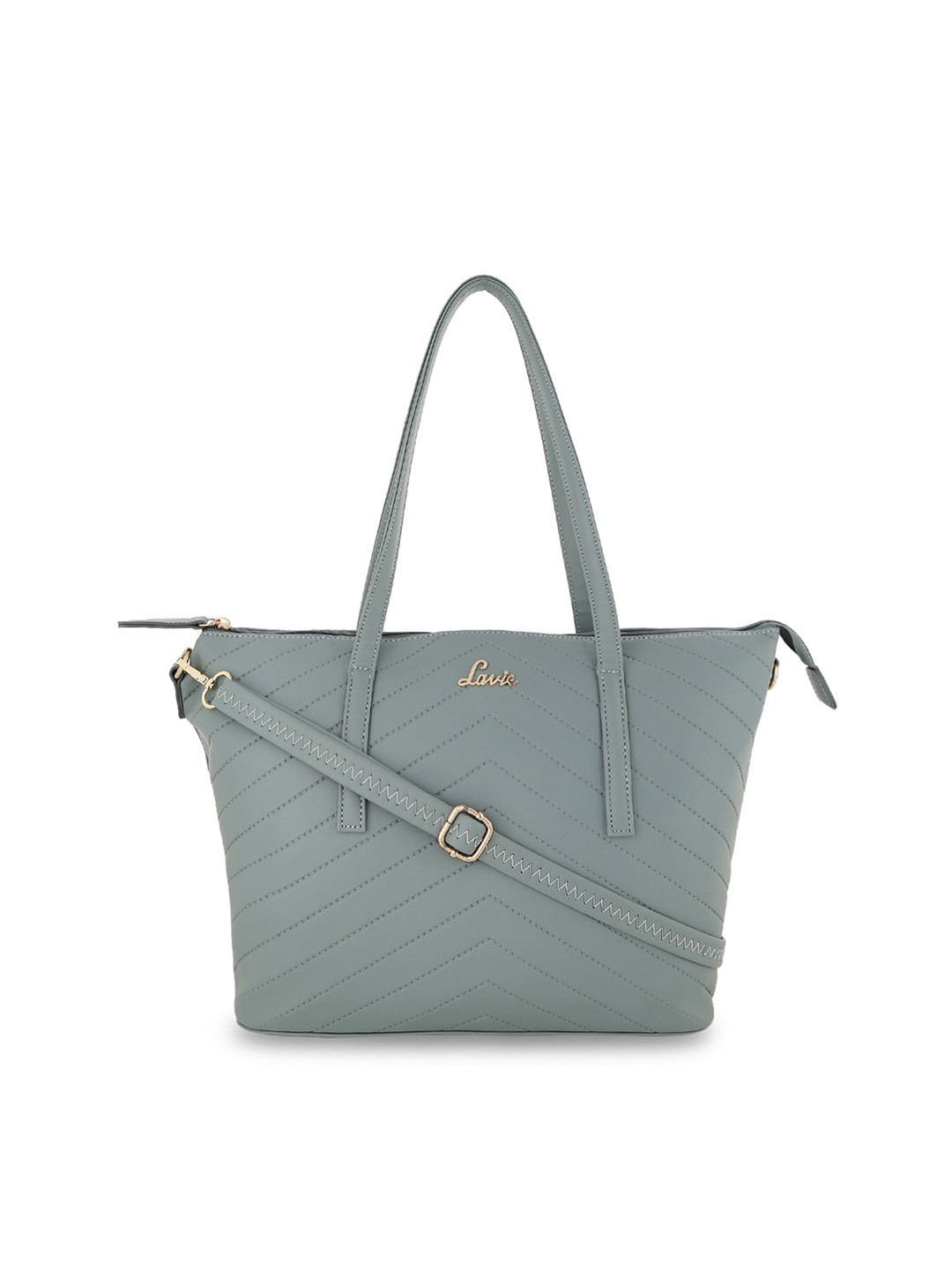 Lavie Green Textured Structured Handheld Bag with Quilted