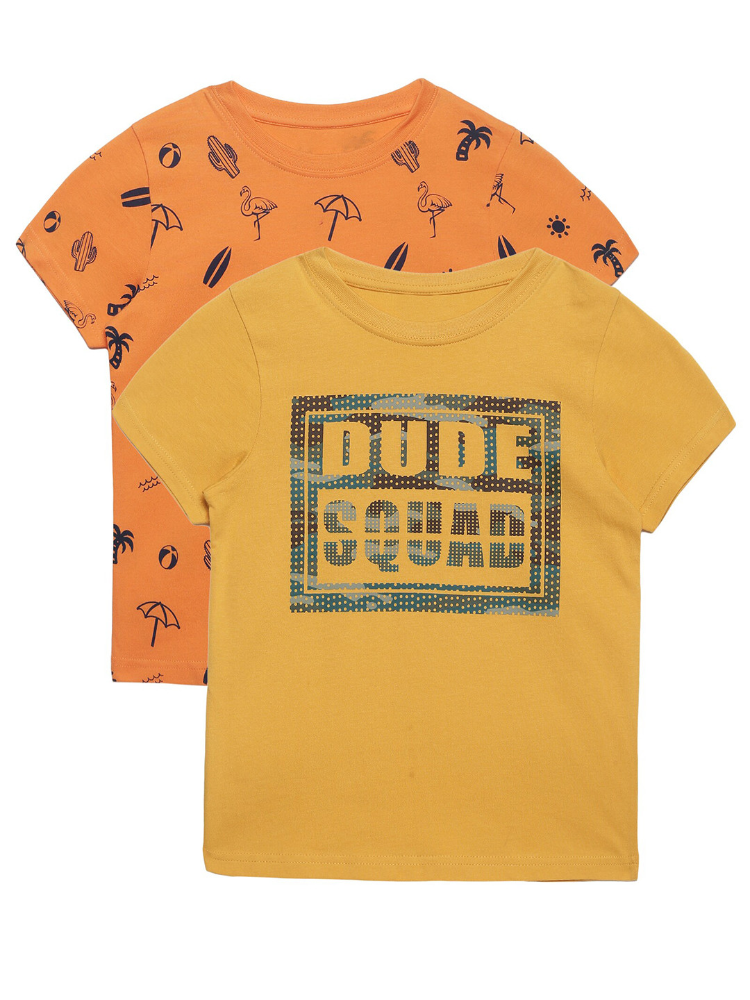 PLUM TREE Boys Pack of 2 Printed Pure Cotton T-shirt