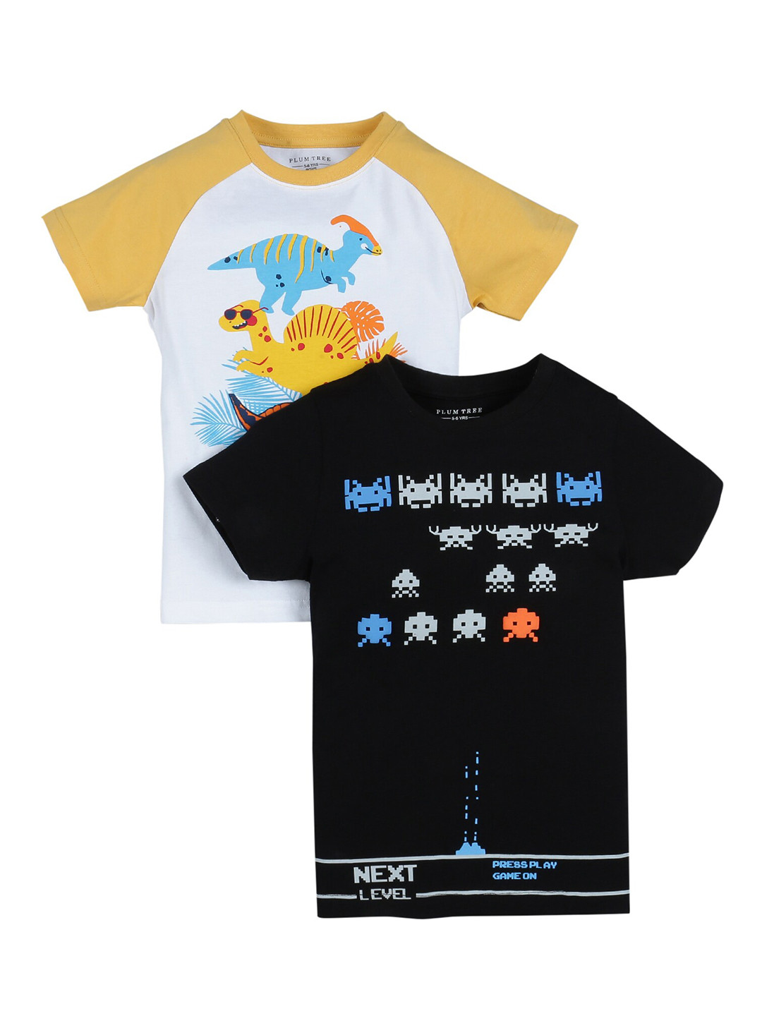 PLUM TREE Boys Pack Of 2 Pure Cotton T-shirts