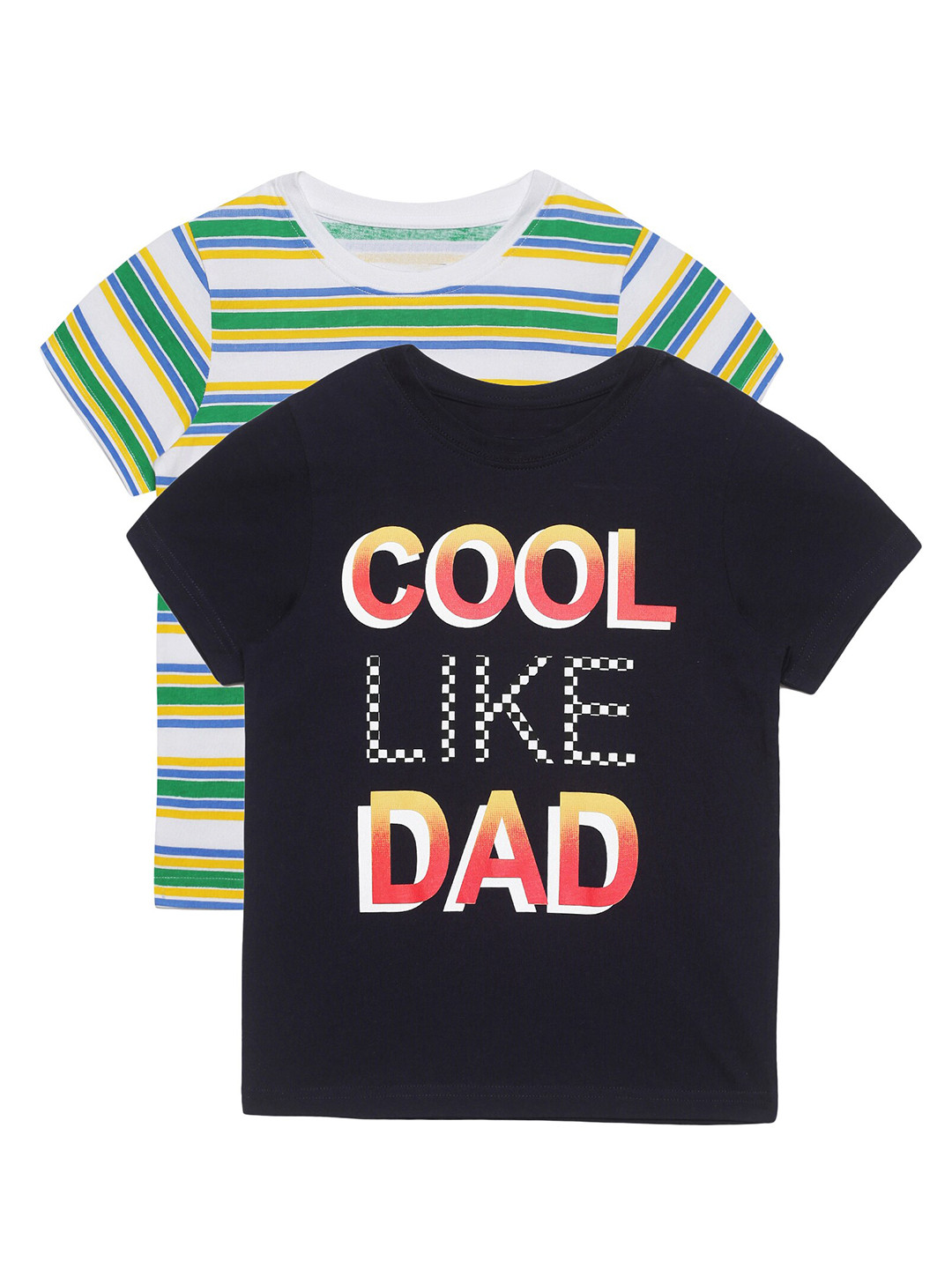 PLUM TREE Boys Navy Blue and White Pack of 2 T-shirts