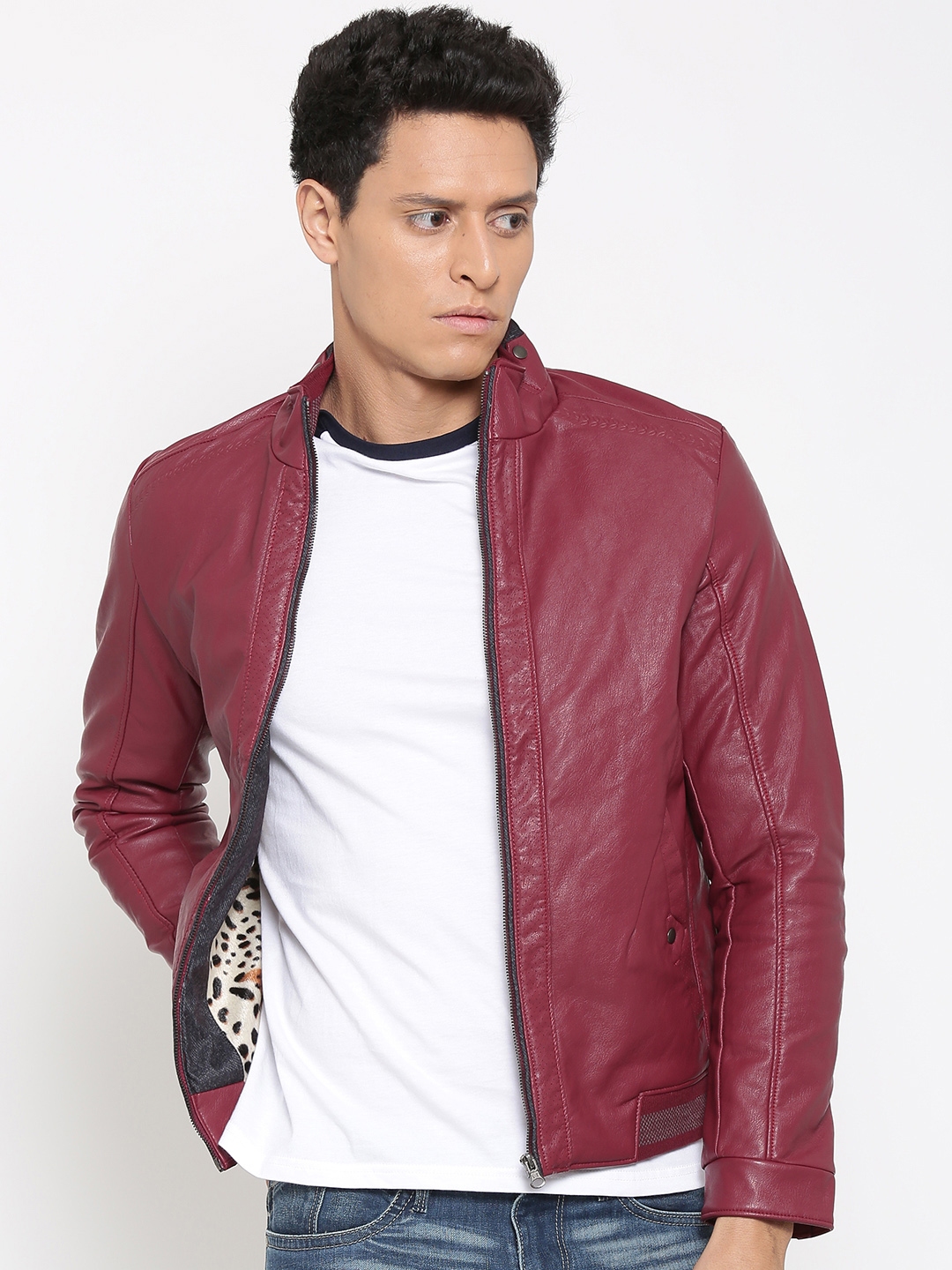 Fort Collins Maroon Faux Leather Jacket Jackets For