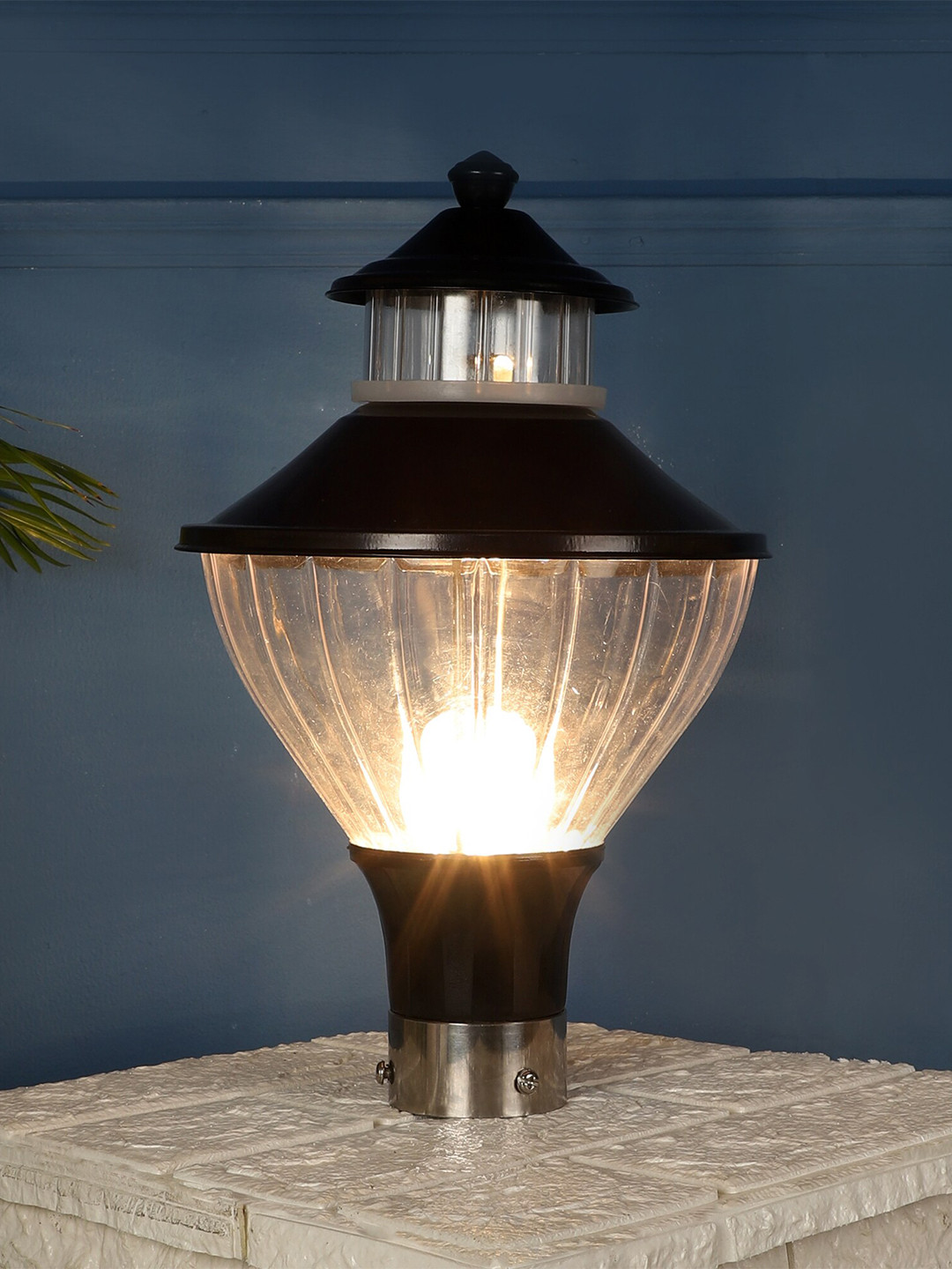 MFD HOME FURNISHING Black & Transparent Fabric Contemporary Outdoor Lamp