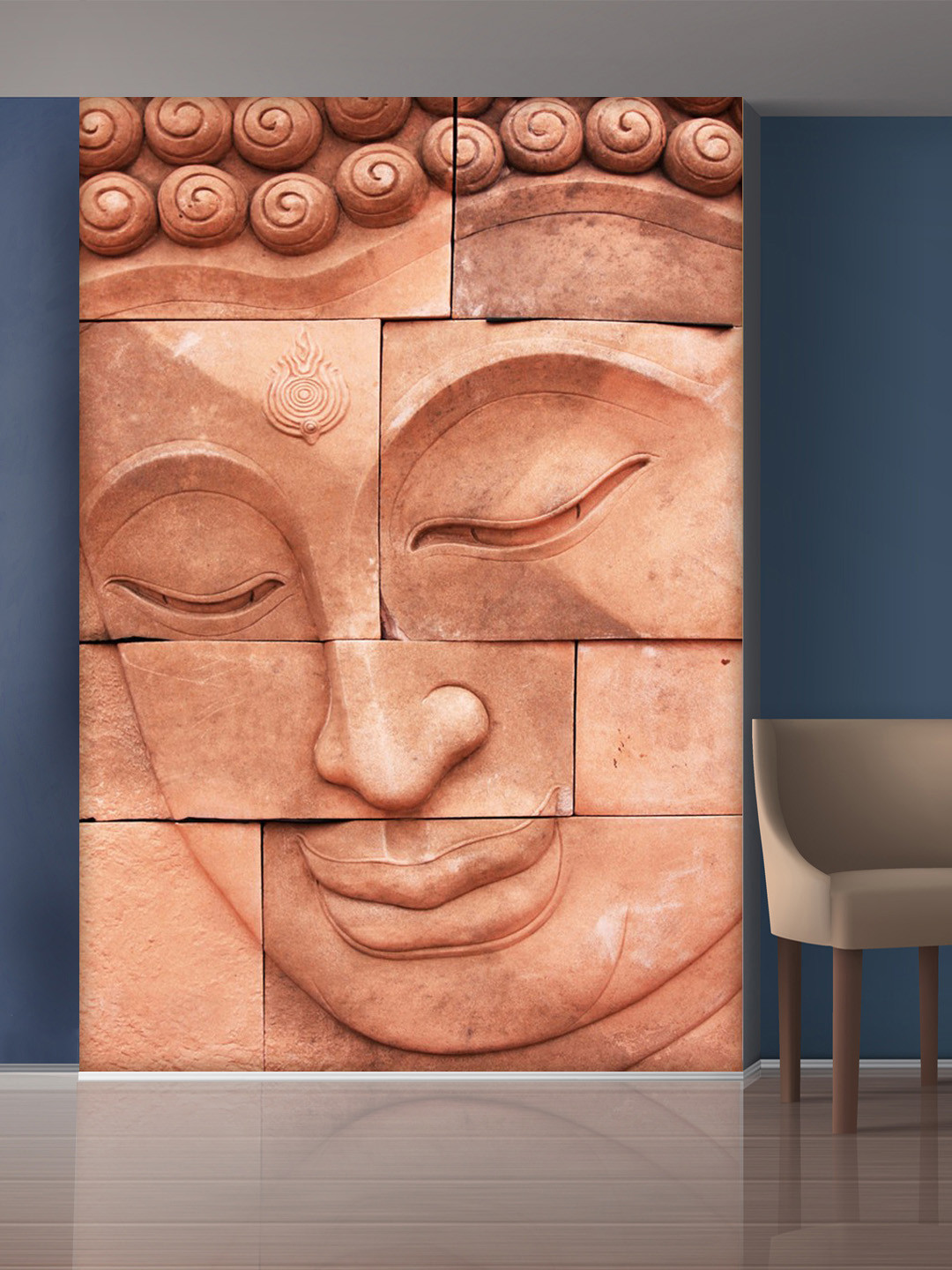999Store Brown Stones and Buddha Mural Self-Adhesive Wallpaper