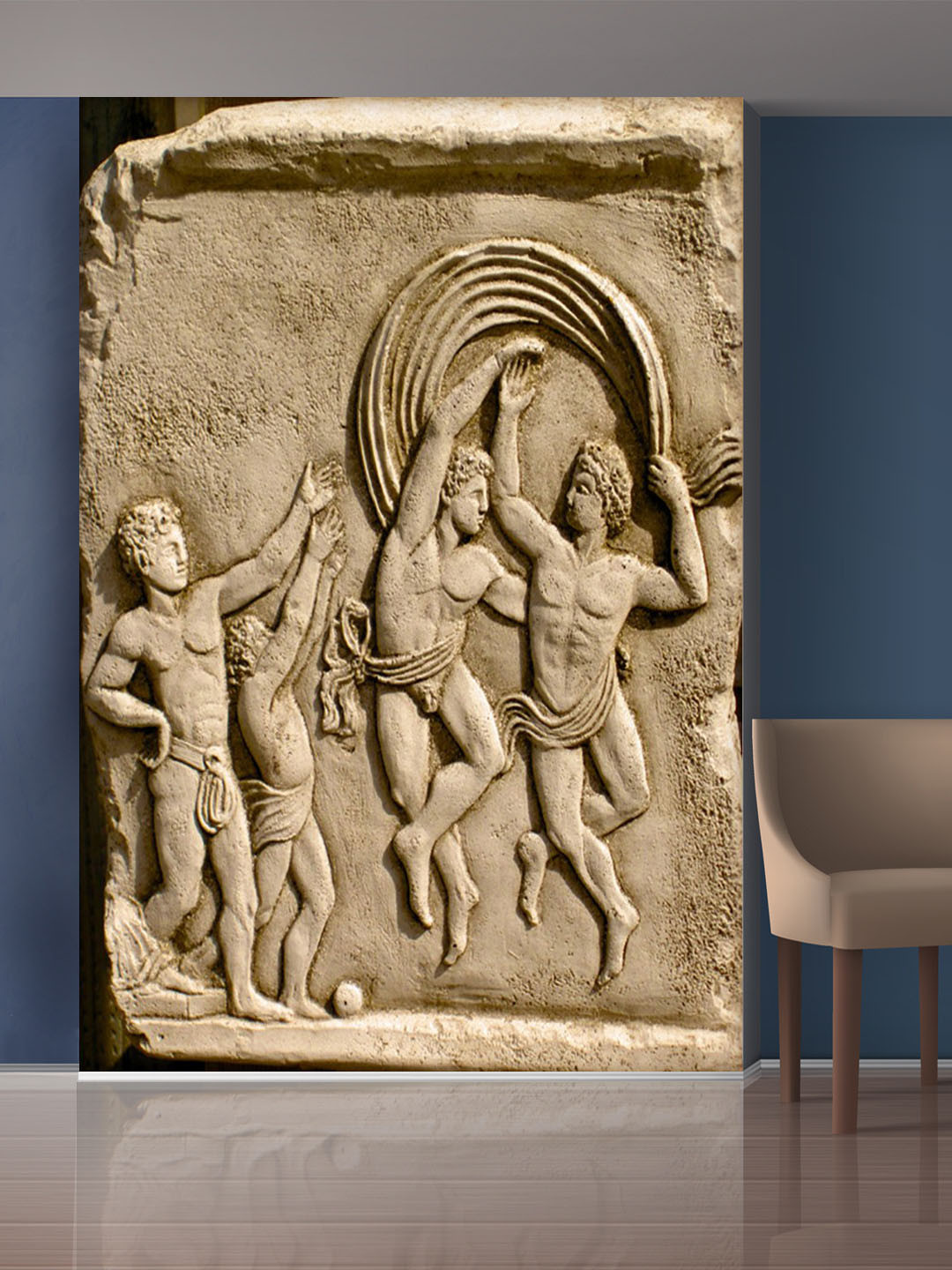 999Store Brown Playing Children & Man Statue Wallpaper