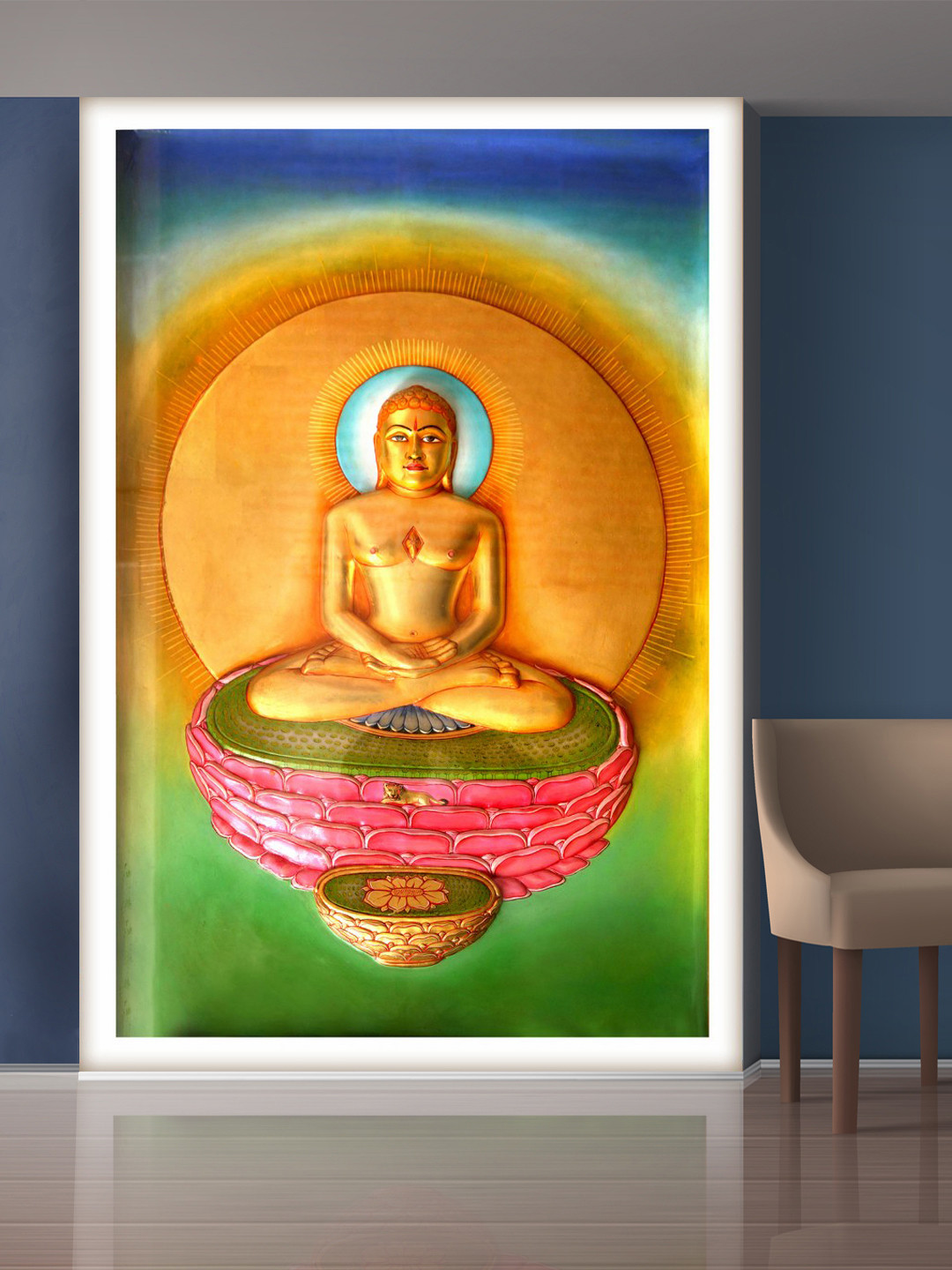 999Store Orange Meditating Buddha Mural Wallpaper