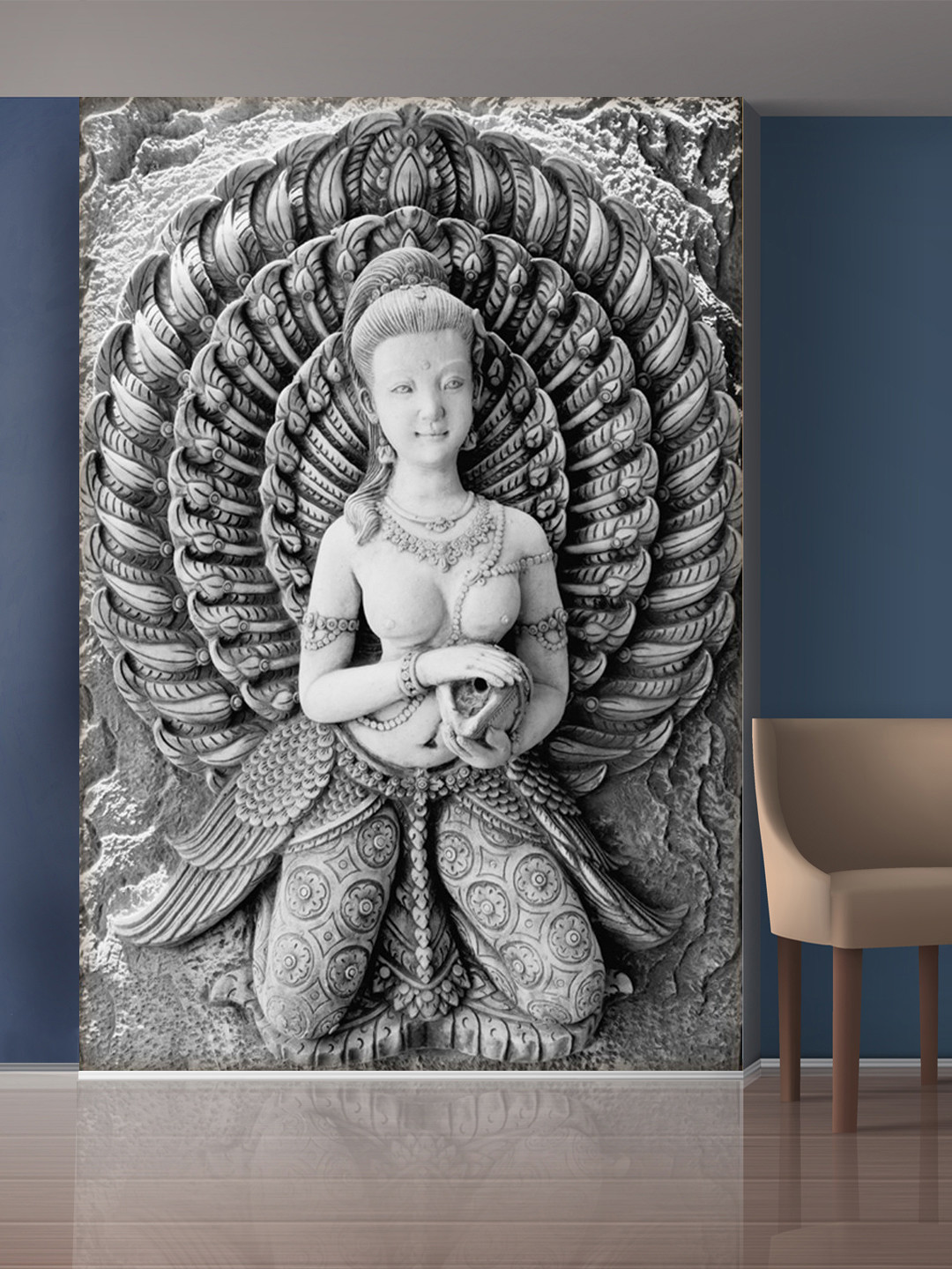 999Store Off-White Sitting Lady Self-Adhesive Mural Wallpaper