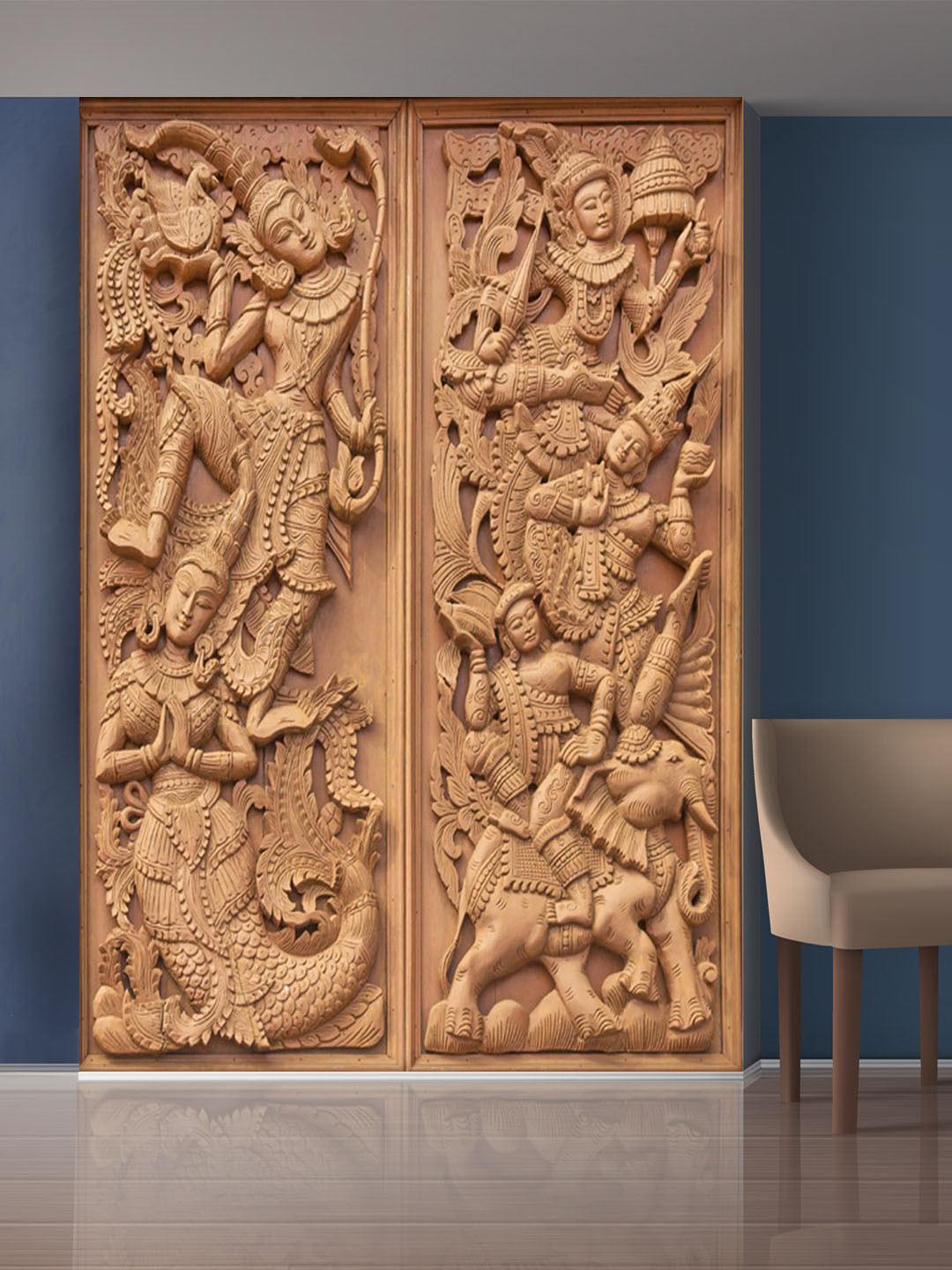 999Store Brown Multiple Dancing Lady Mural Self-Adhesive Wallpaper