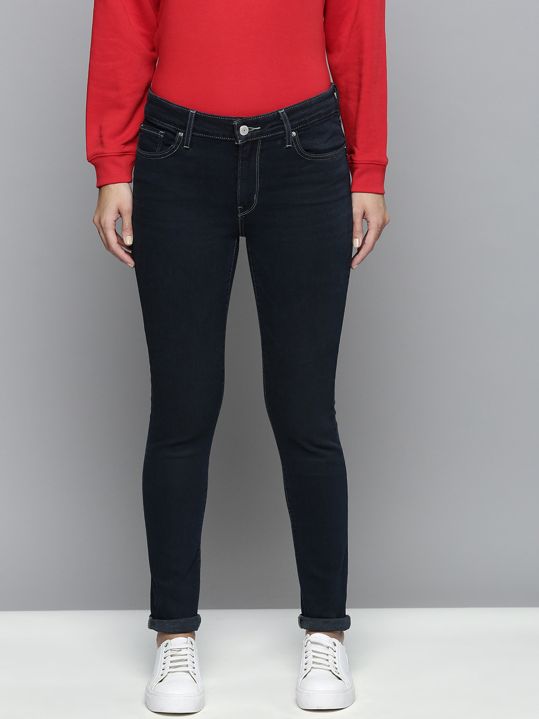 Levis Women Blue 711 Skinny Fit Light Fade Stretchable Jeans
