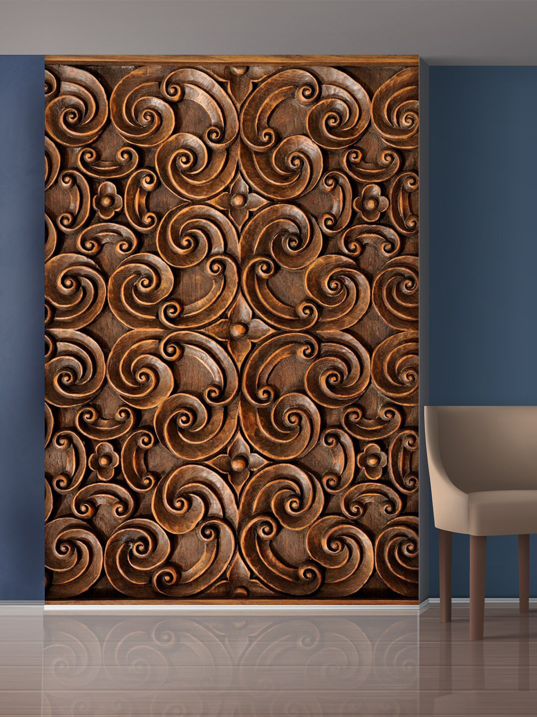 999Store Gold-Toned Abstract Flowers Pattern Mural Self-Adhesive Wallpaper