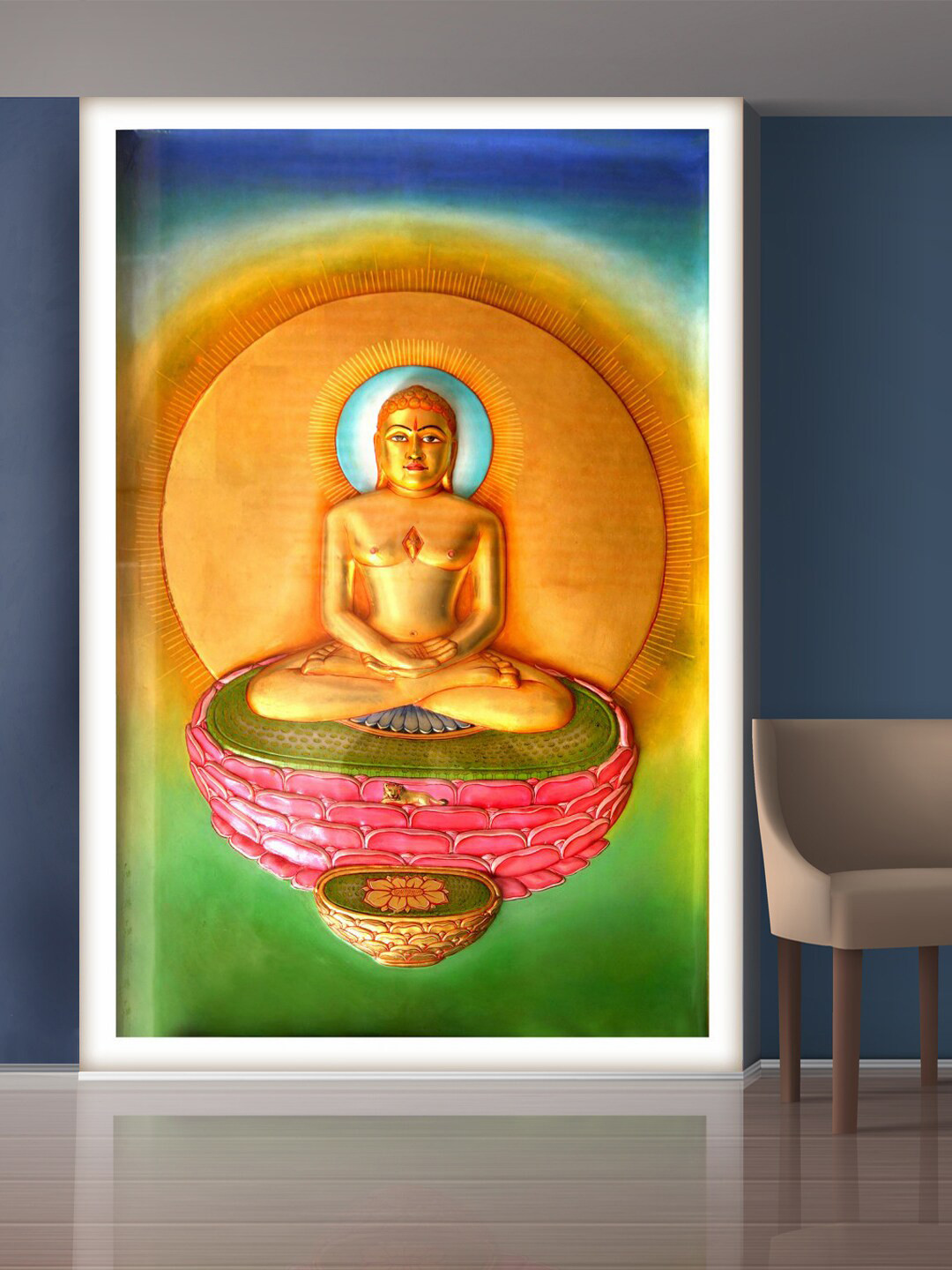 999Store Orange Meditating Buddha Mural Wallpaper