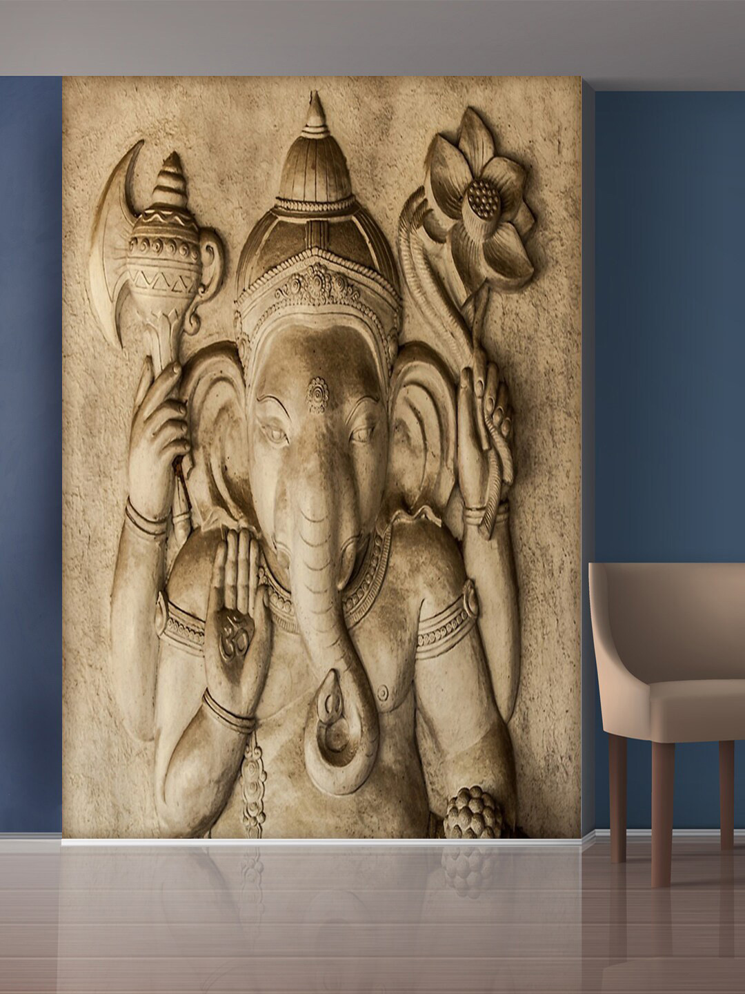 999Store Brown Blessing Lord Ganesha Mural Self-Adhesive Wallpaper