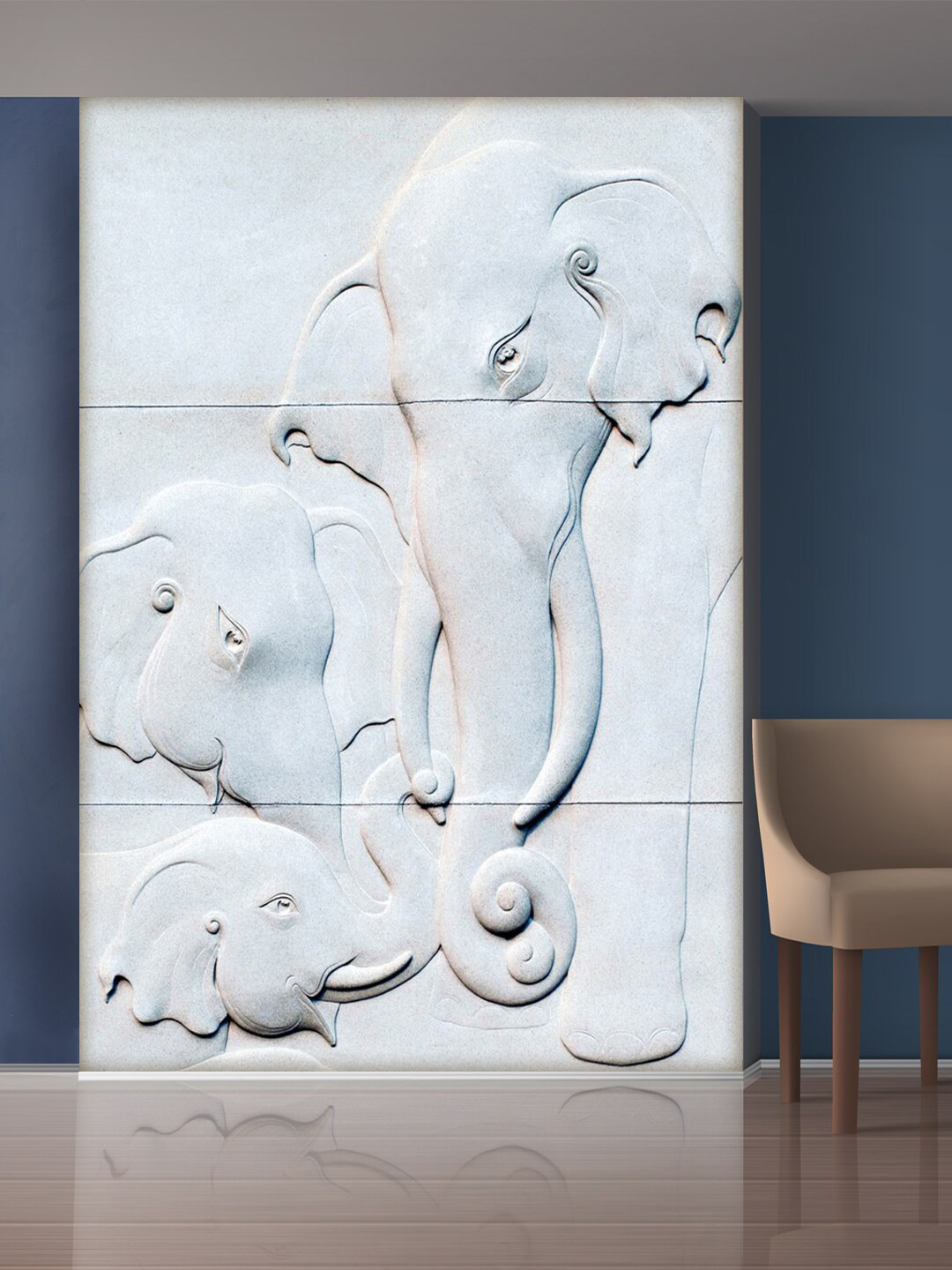 999Store White Elephant Mural Self-Adhesive Wallpaper