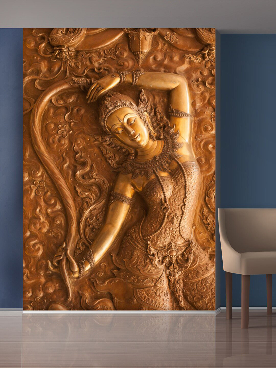999Store Golden Dancing Women Self-Adhesive Mural Wallpaper