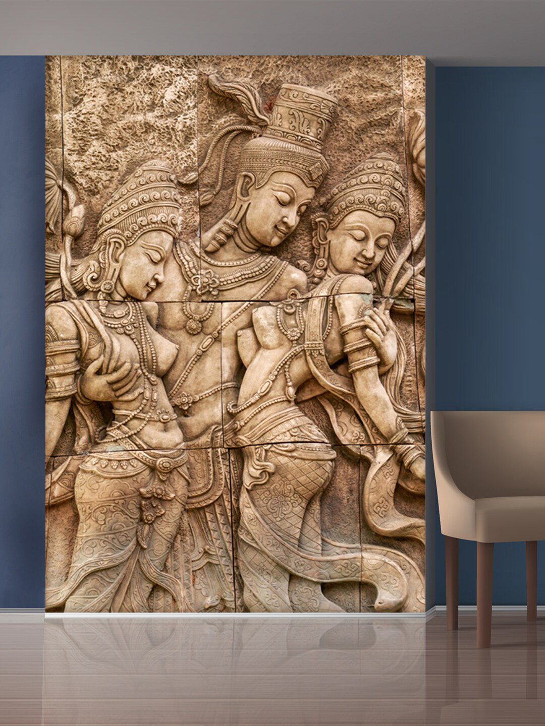 999Store Beige Ladys and Man Statue Self-Adhesive Mural Wallpaper