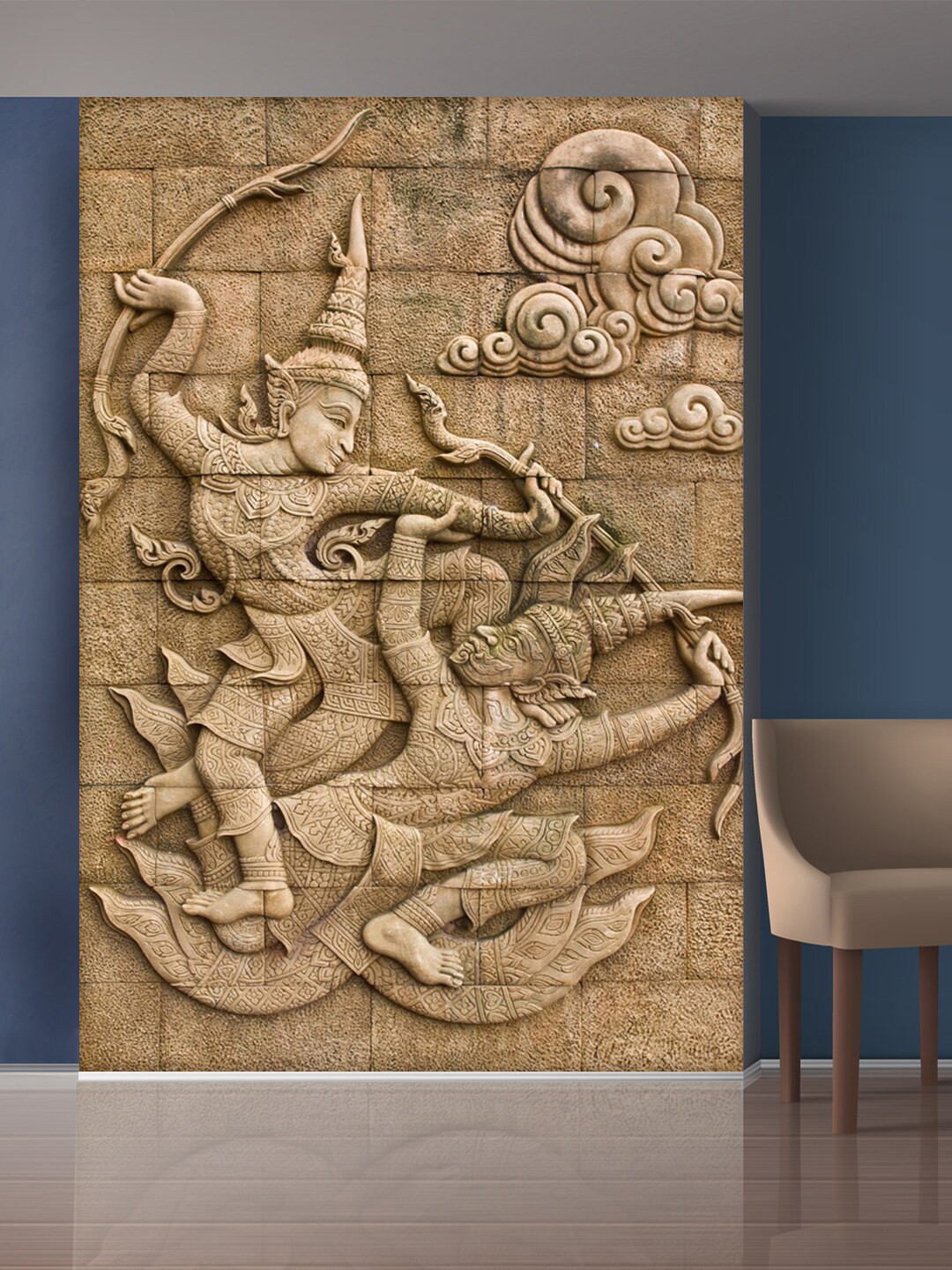 999Store Beige Stones and Statue Self-Adhesive Mural Wallpaper