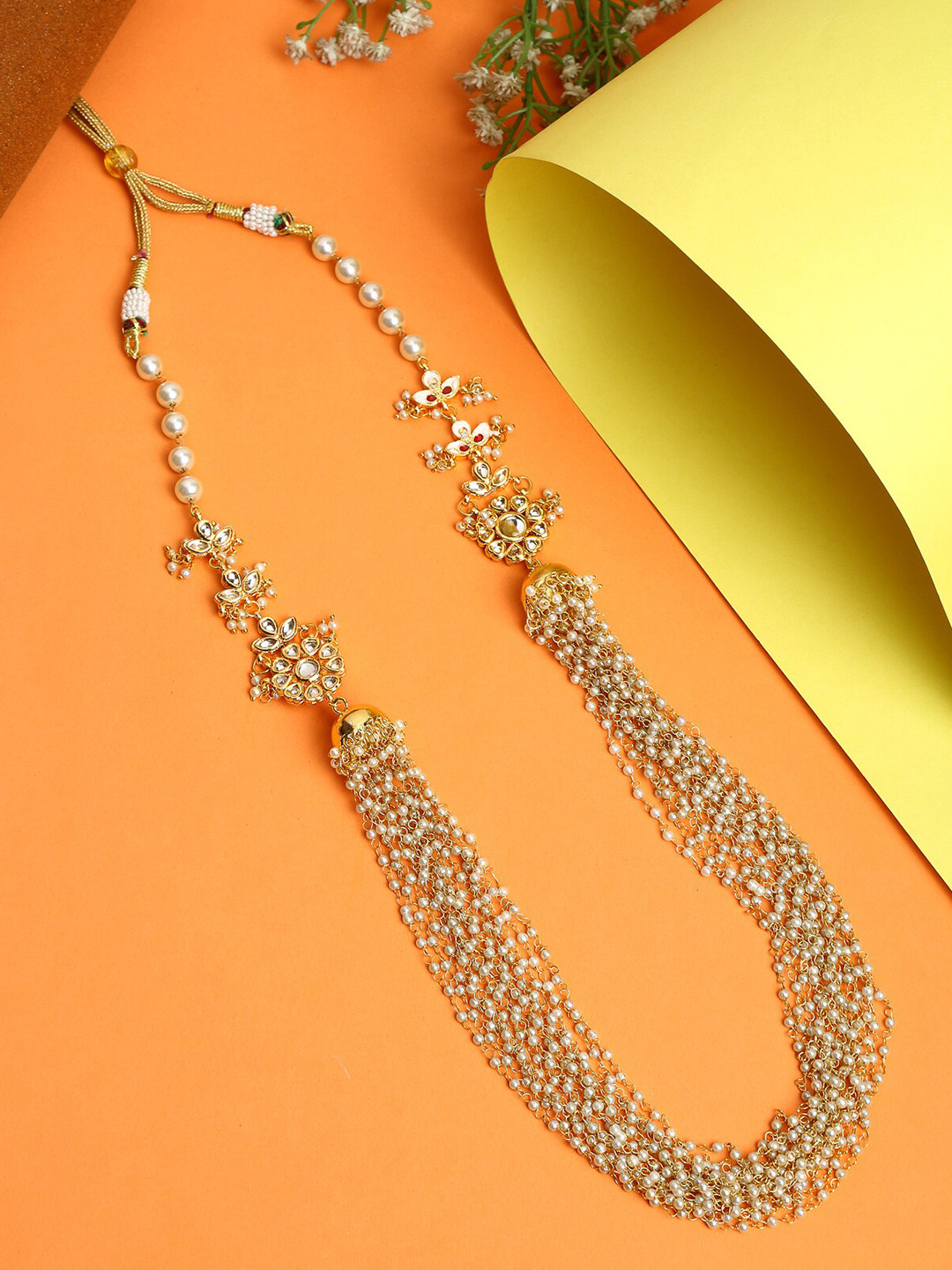 Ruby Raang Women Pearl Jhumki Necklace